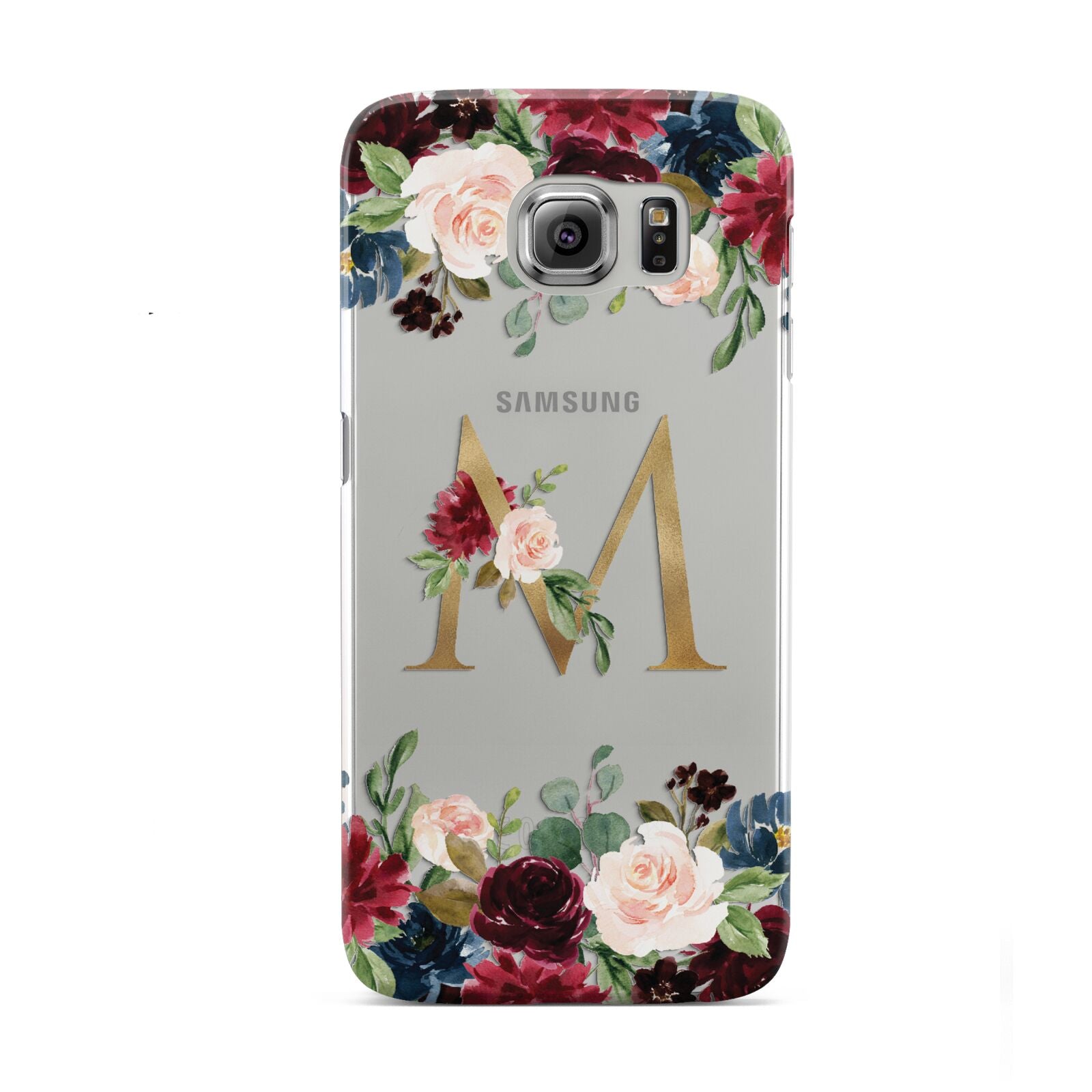 Personalised Clear Monogram Floral Samsung Galaxy S6 Case