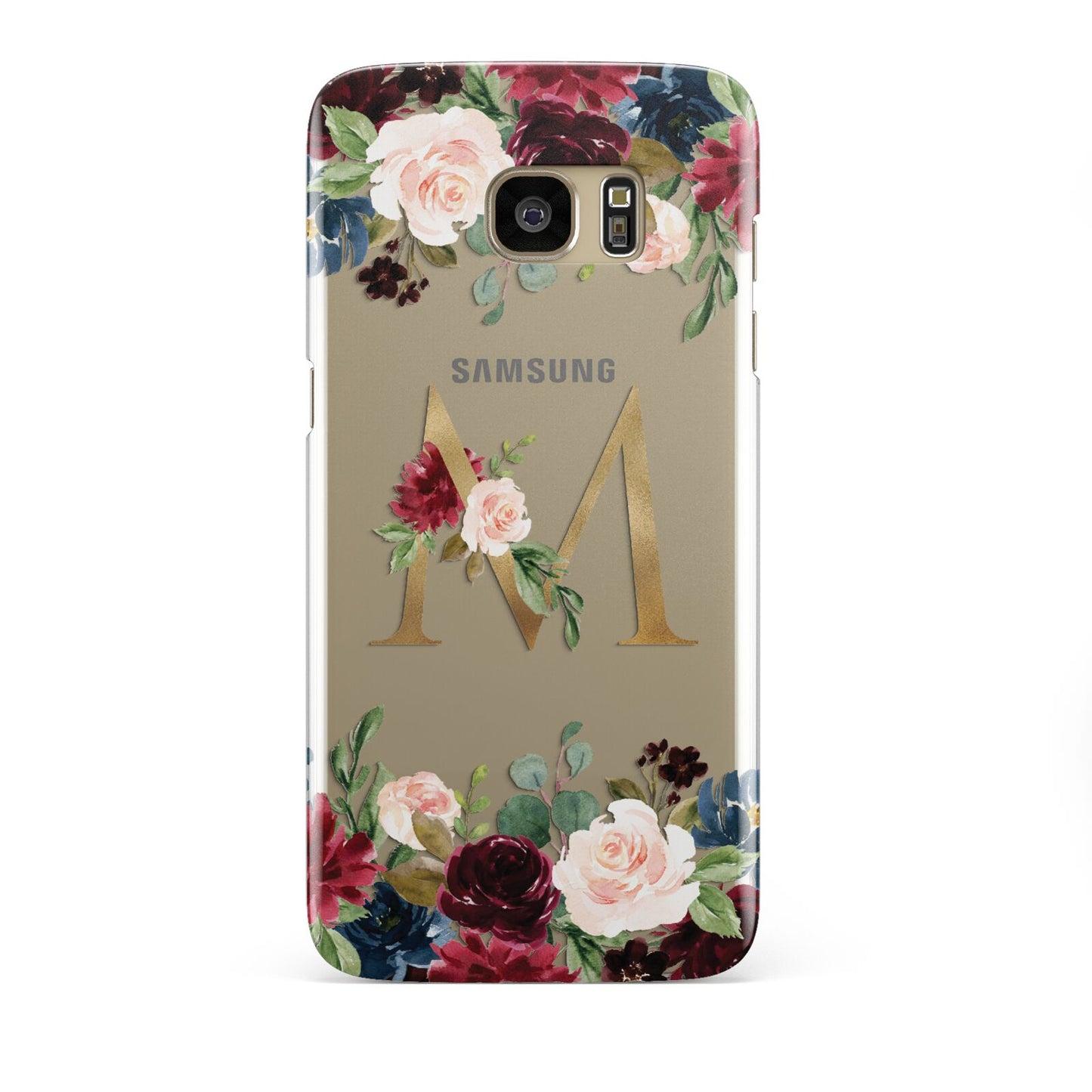 Personalised Clear Monogram Floral Samsung Galaxy S7 Edge Case