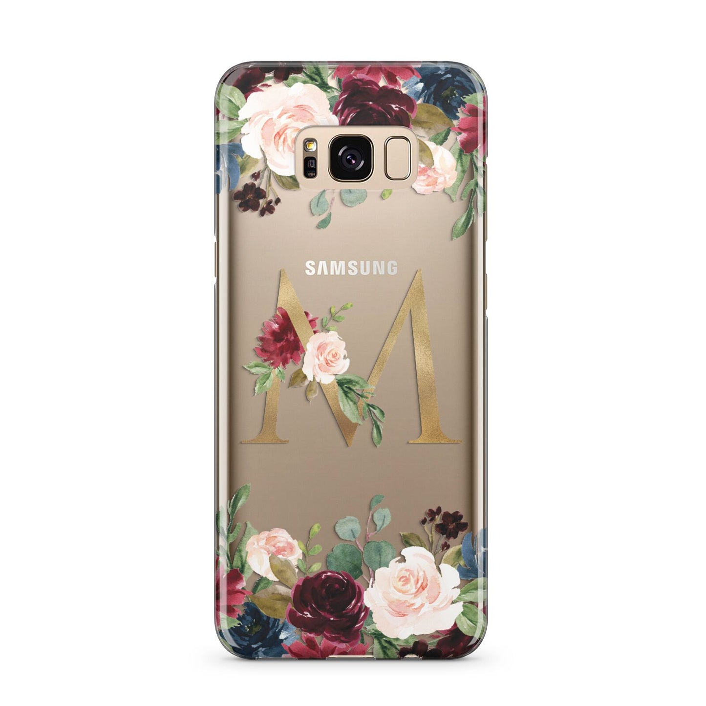 Personalised Clear Monogram Floral Samsung Galaxy S8 Plus Case