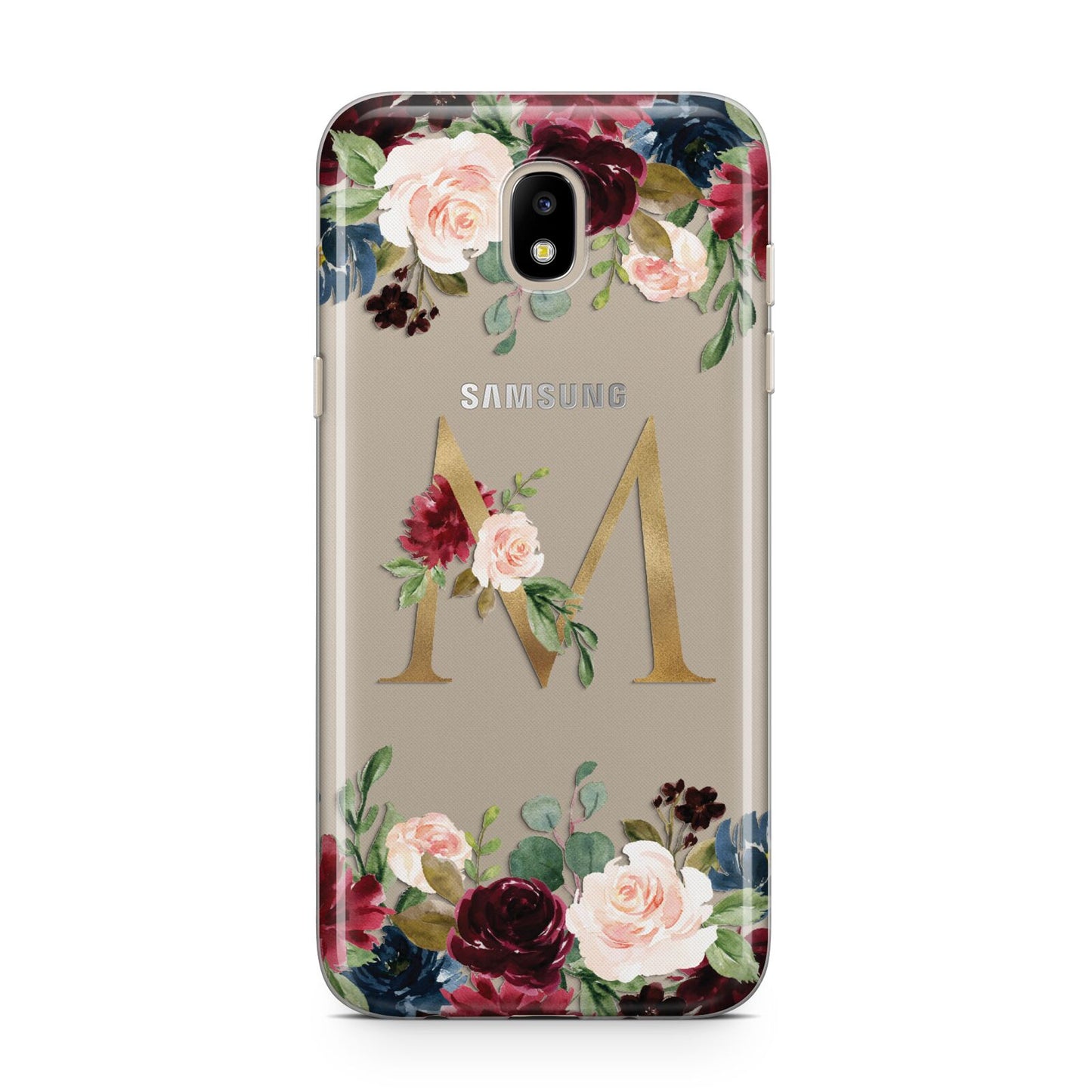 Personalised Clear Monogram Floral Samsung J5 2017 Case