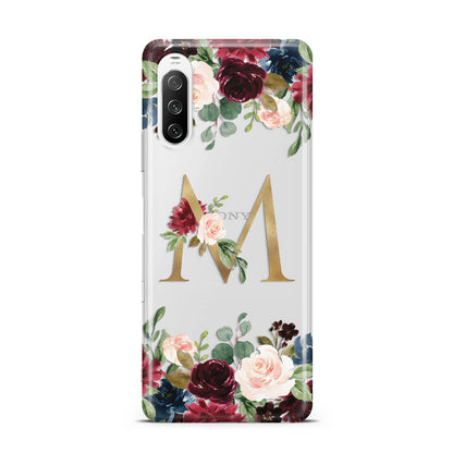 Personalised Clear Monogram Floral Sony Xperia 10 III Case