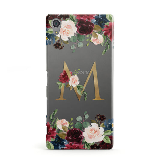 Personalised Clear Monogram Floral Sony Xperia Case