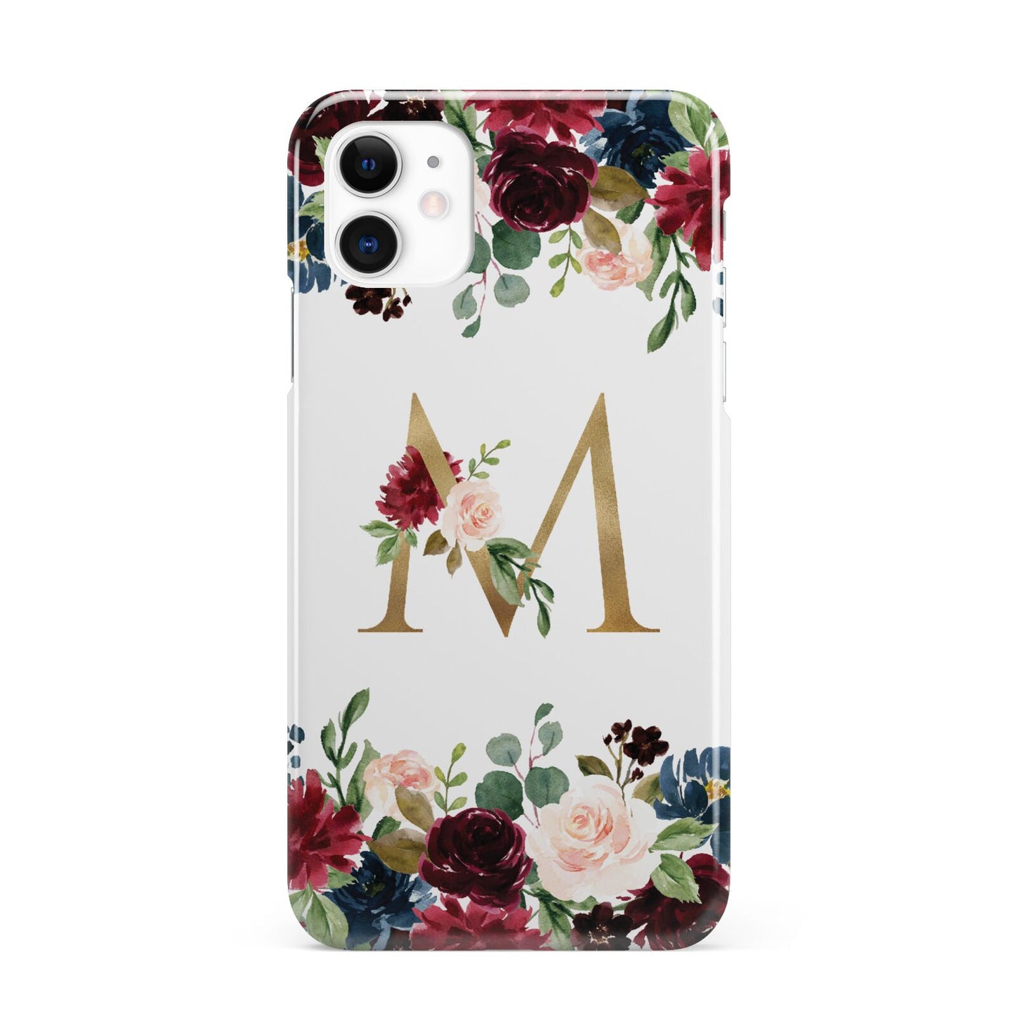 Personalised Clear Monogram Floral iPhone 11 3D Snap Case