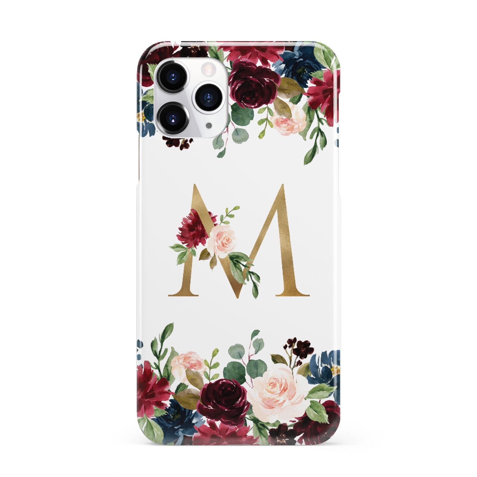 Personalised Clear Monogram Floral iPhone 11 Pro 3D Snap Case