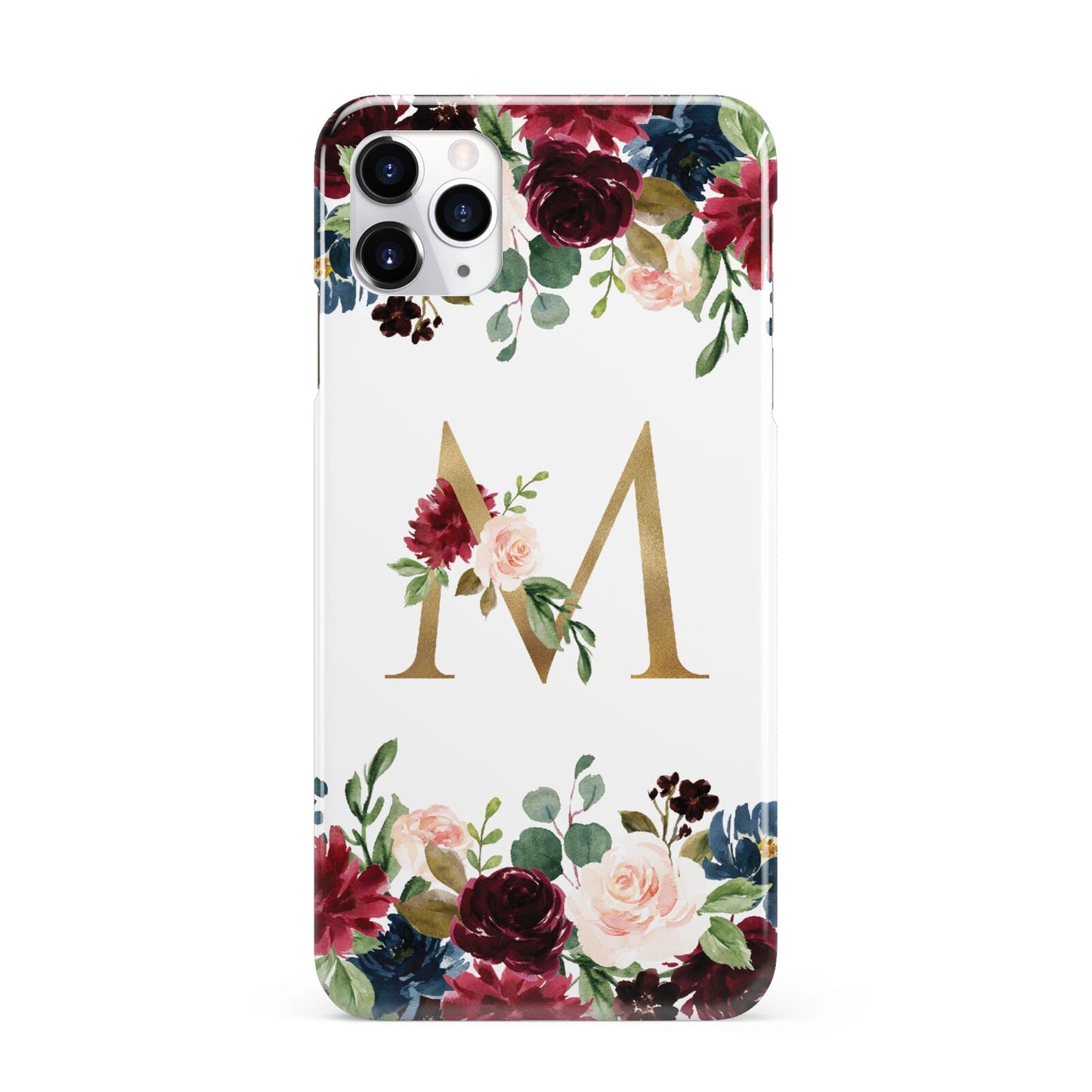 Personalised Clear Monogram Floral iPhone 11 Pro Max 3D Snap Case