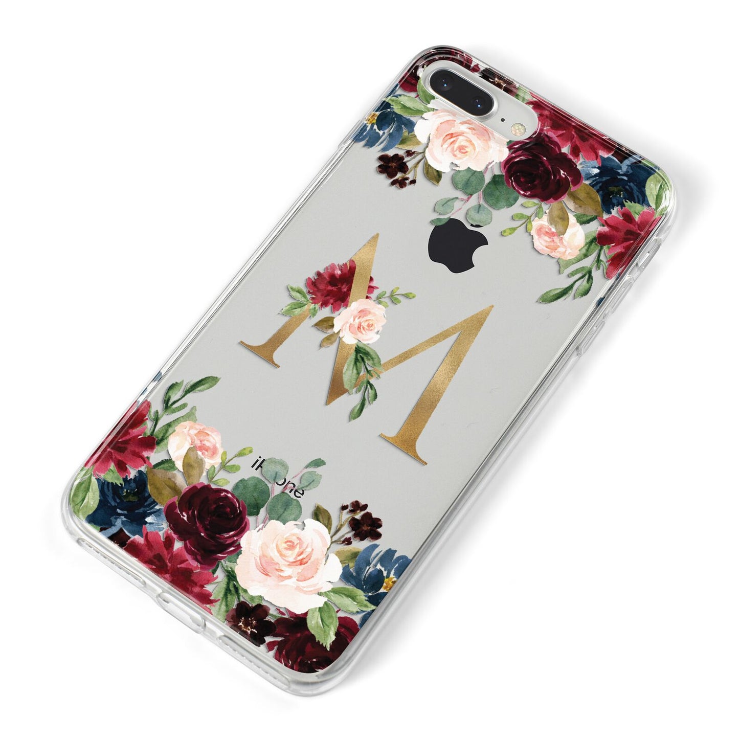Personalised Clear Monogram Floral iPhone 8 Plus Bumper Case on Silver iPhone Alternative Image