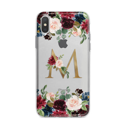 Personalised Clear Monogram Floral iPhone X Bumper Case on Silver iPhone Alternative Image 1