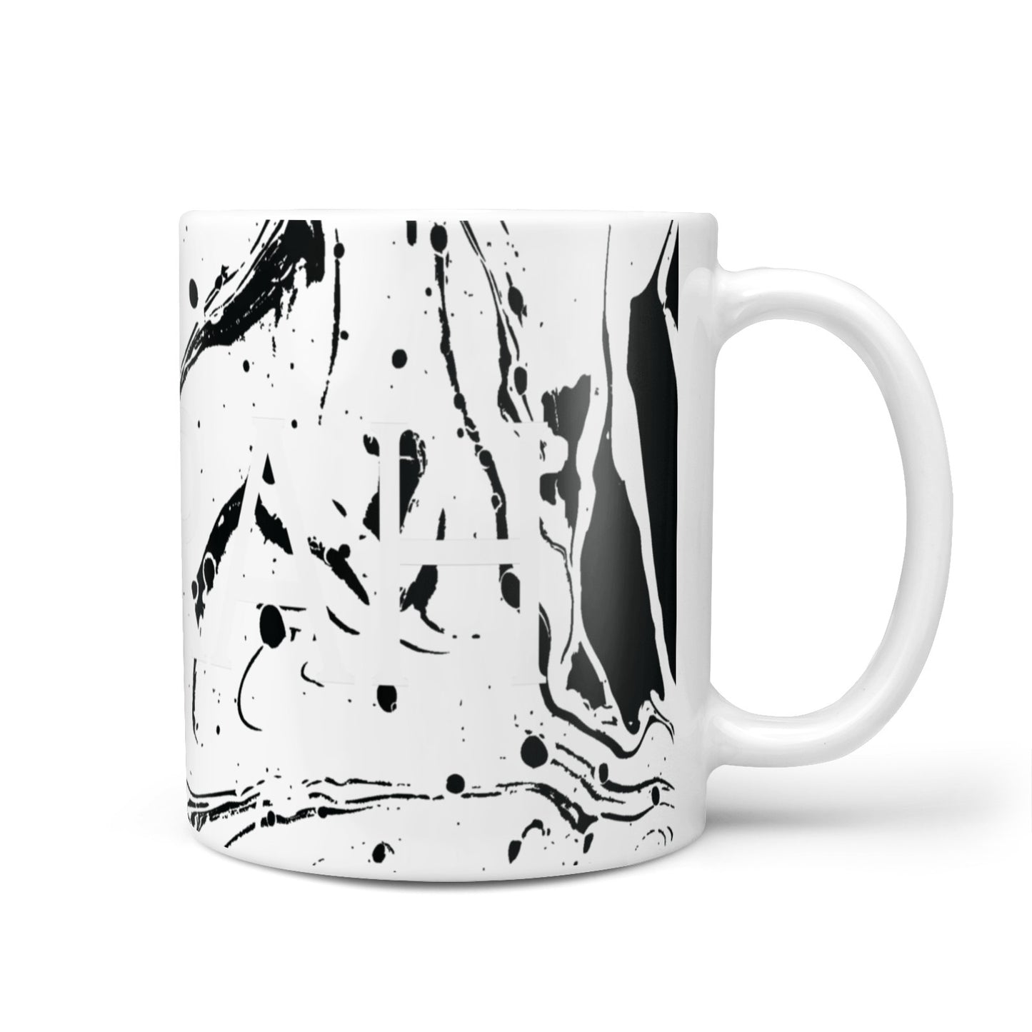 Personalised Clear Name Black Swirl Marble Custom 10oz Mug