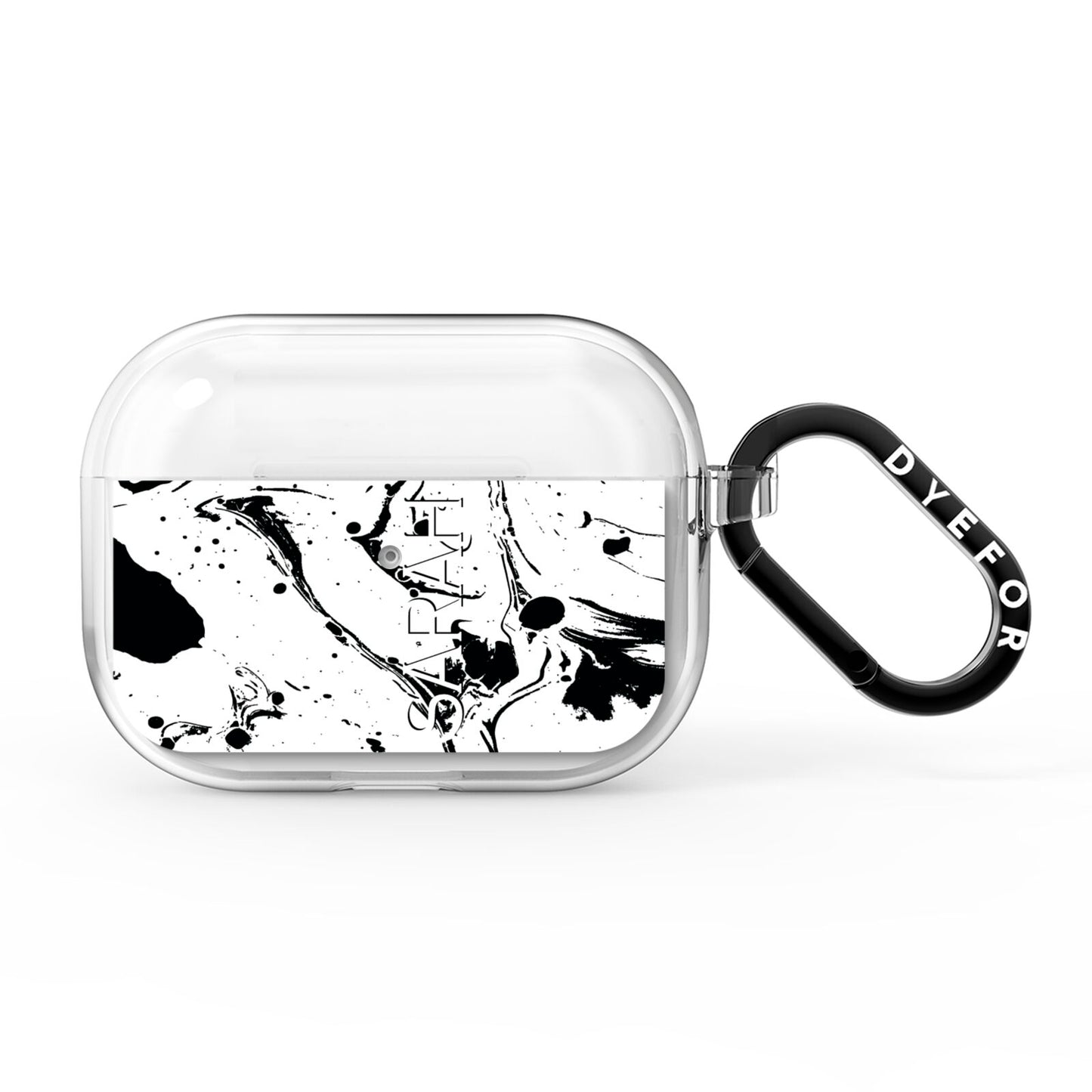Personalised Clear Name Black Swirl Marble Custom AirPods Pro Clear Case