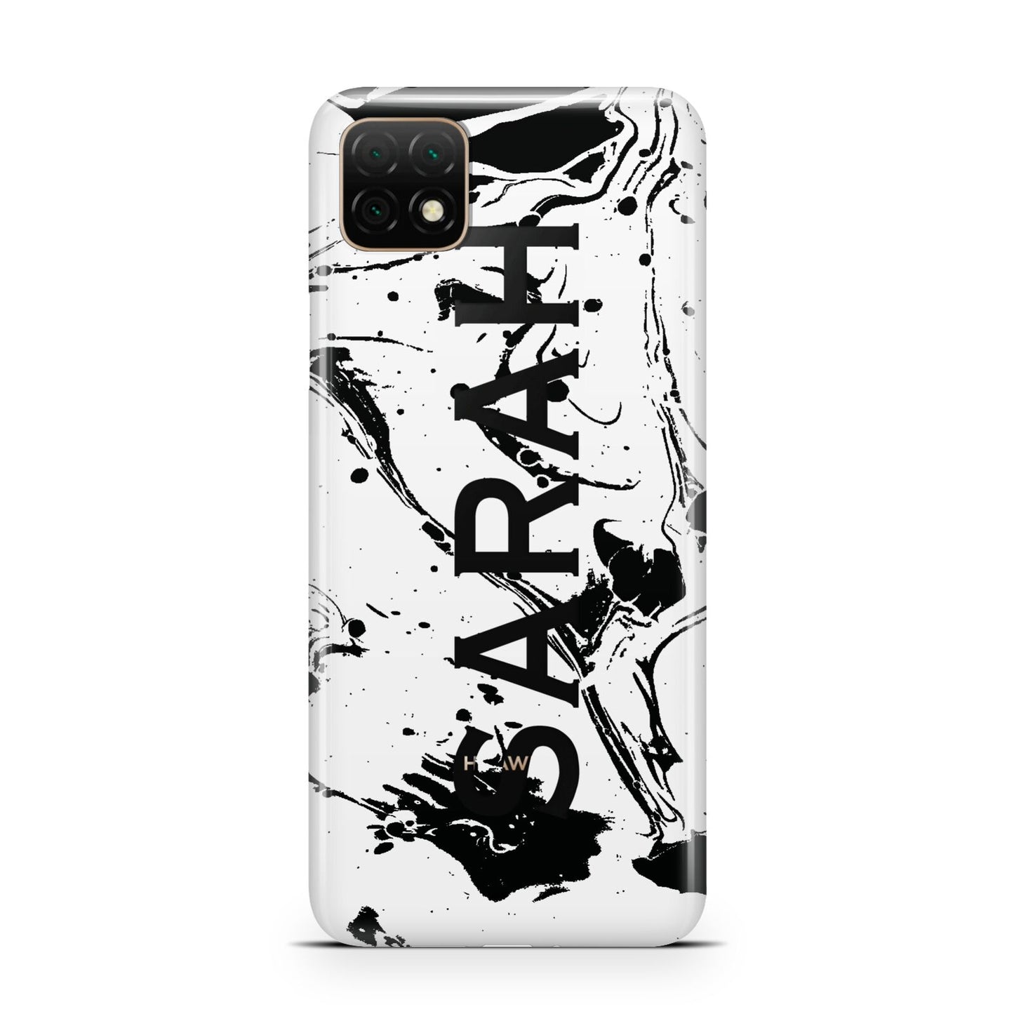 Personalised Clear Name Black Swirl Marble Custom Huawei Enjoy 20 Phone Case