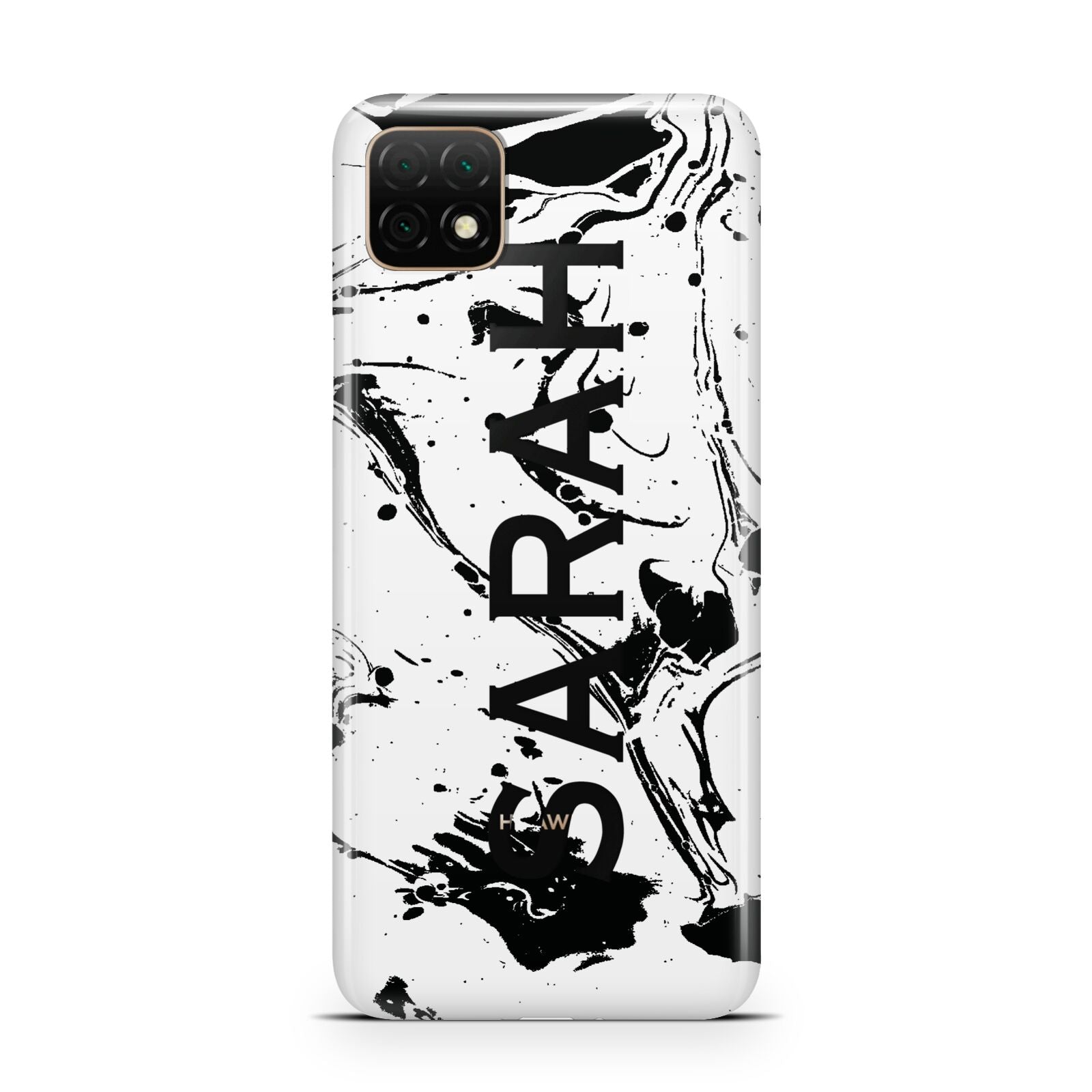 Personalised Clear Name Black Swirl Marble Custom Huawei Enjoy 20 Phone Case