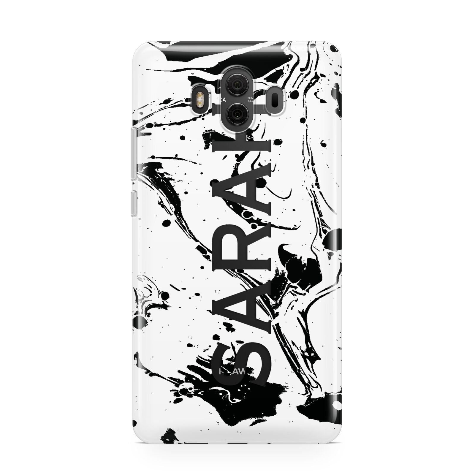 Personalised Clear Name Black Swirl Marble Custom Huawei Mate 10 Protective Phone Case