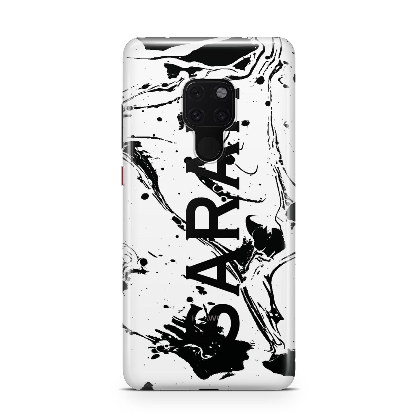 Personalised Clear Name Black Swirl Marble Custom Huawei Mate 20 Phone Case
