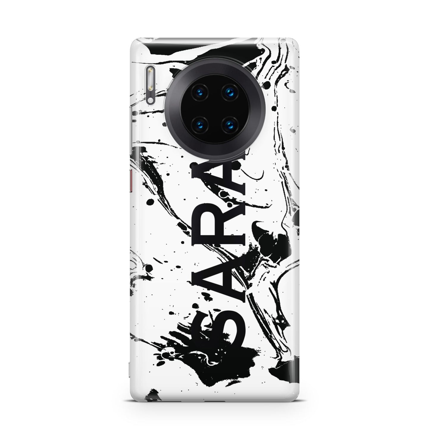 Personalised Clear Name Black Swirl Marble Custom Huawei Mate 30 Pro Phone Case