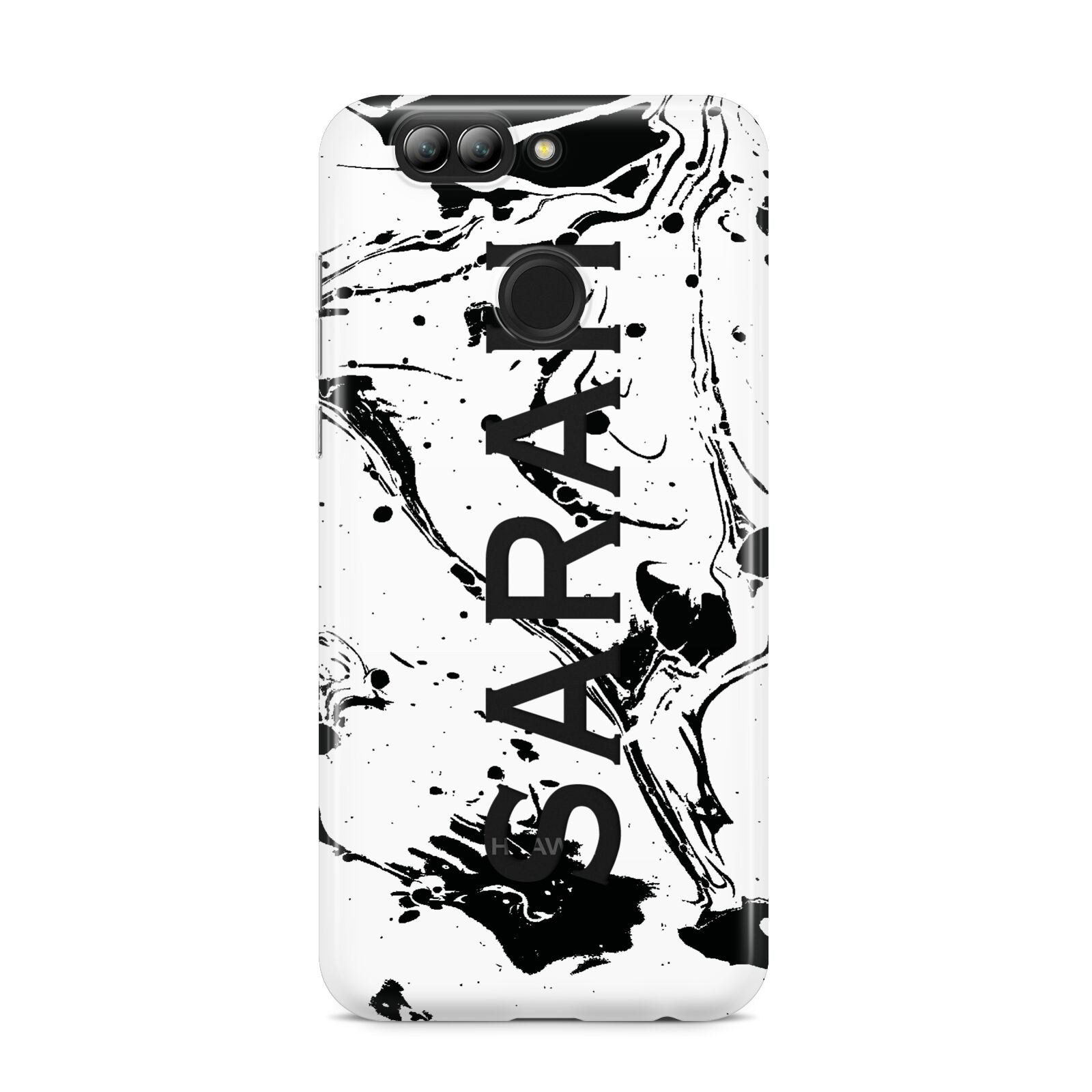 Personalised Clear Name Black Swirl Marble Custom Huawei Nova 2s Phone Case