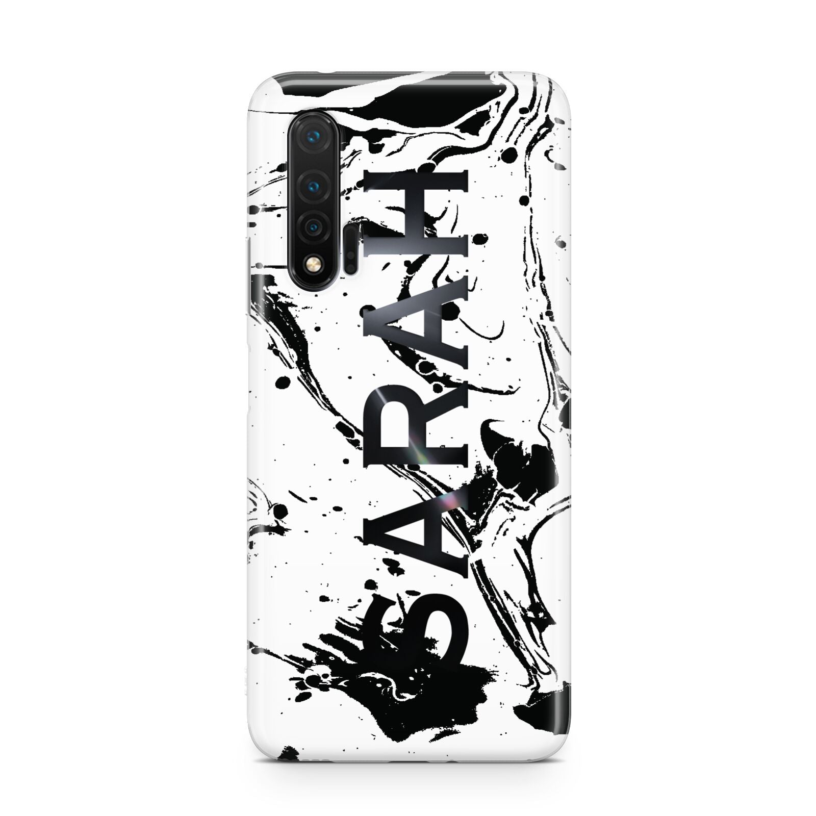 Personalised Clear Name Black Swirl Marble Custom Huawei Nova 6 Phone Case