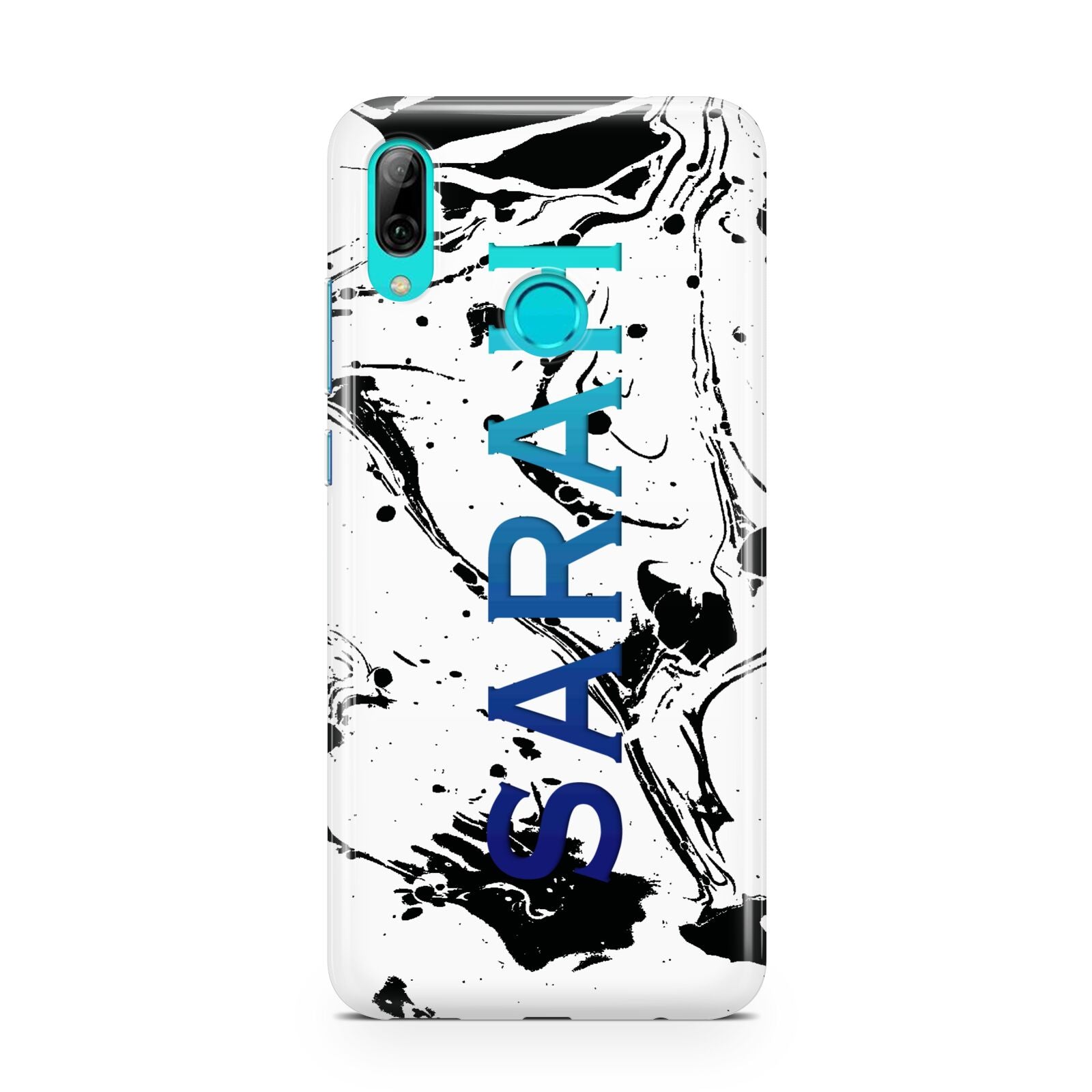 Personalised Clear Name Black Swirl Marble Custom Huawei P Smart 2019 Case