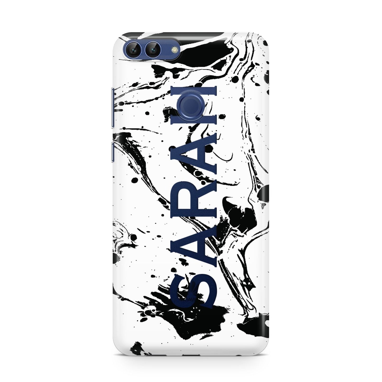 Personalised Clear Name Black Swirl Marble Custom Huawei P Smart Case