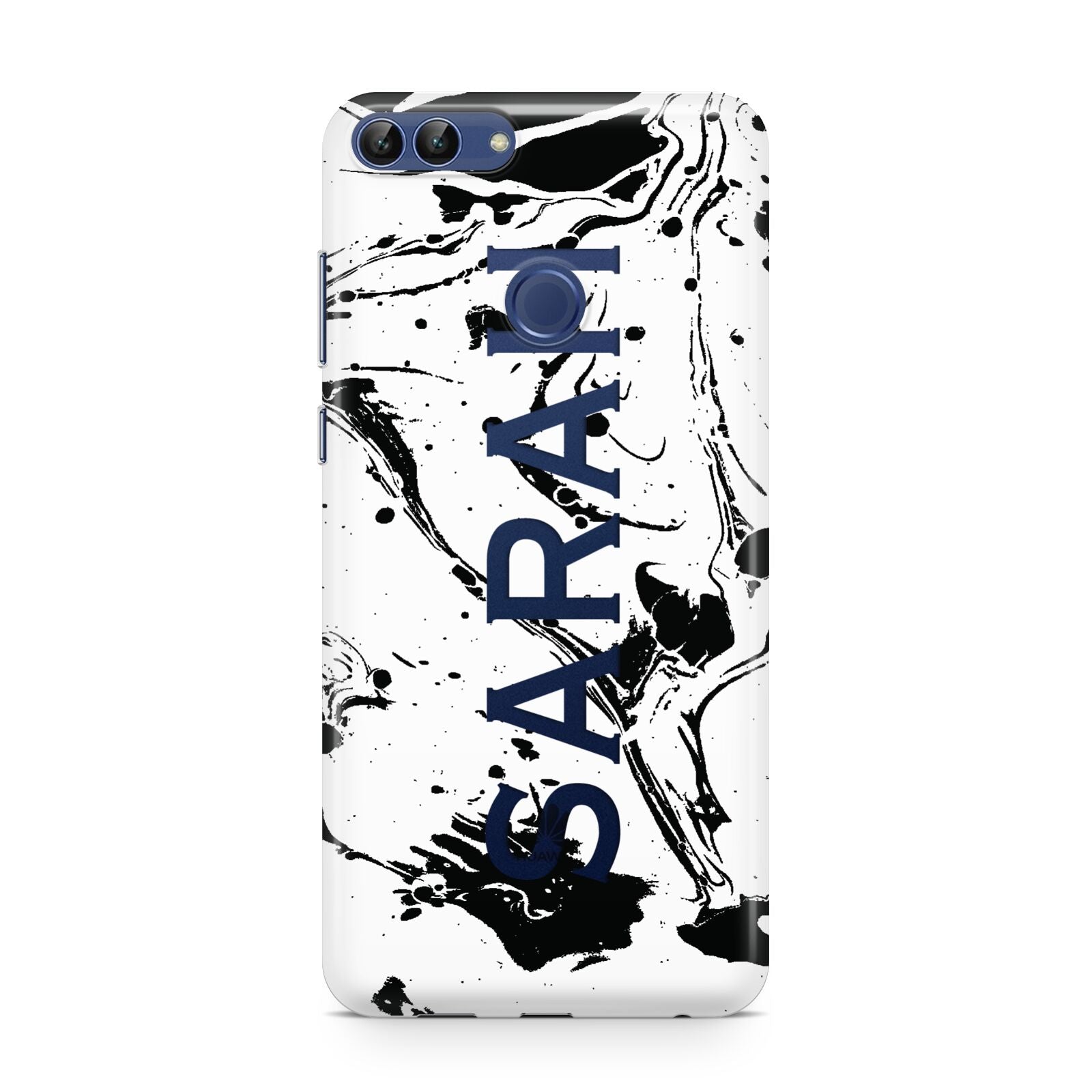 Personalised Clear Name Black Swirl Marble Custom Huawei P Smart Case