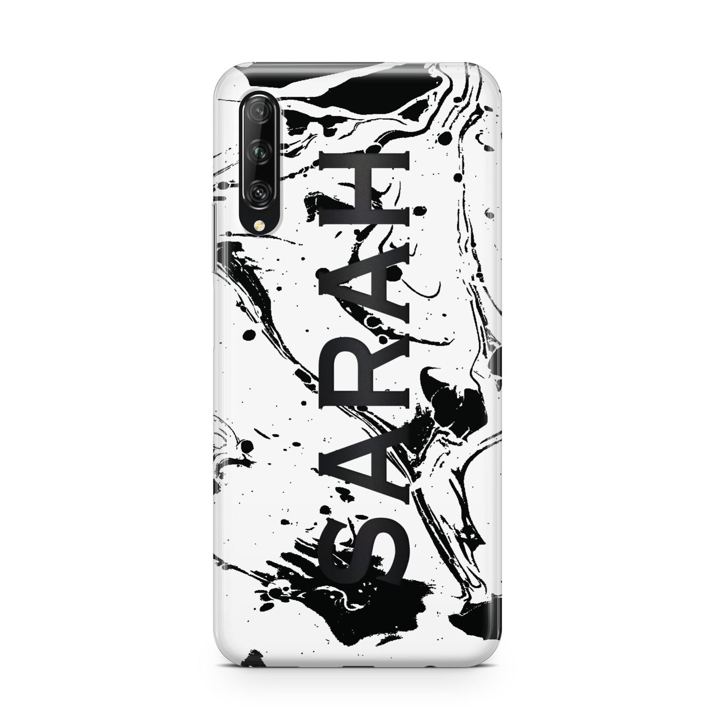 Personalised Clear Name Black Swirl Marble Custom Huawei P Smart Pro 2019