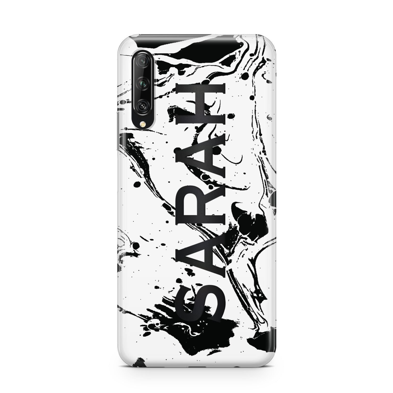 Personalised Clear Name Black Swirl Marble Custom Huawei P Smart Pro 2019