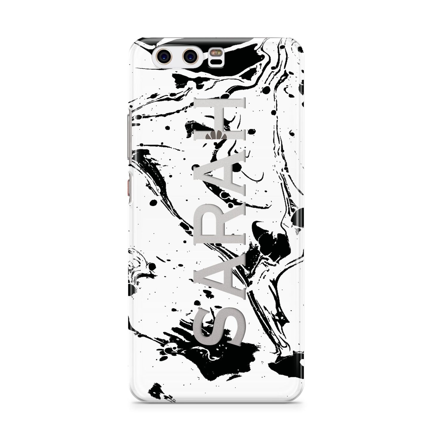 Personalised Clear Name Black Swirl Marble Custom Huawei P10 Phone Case