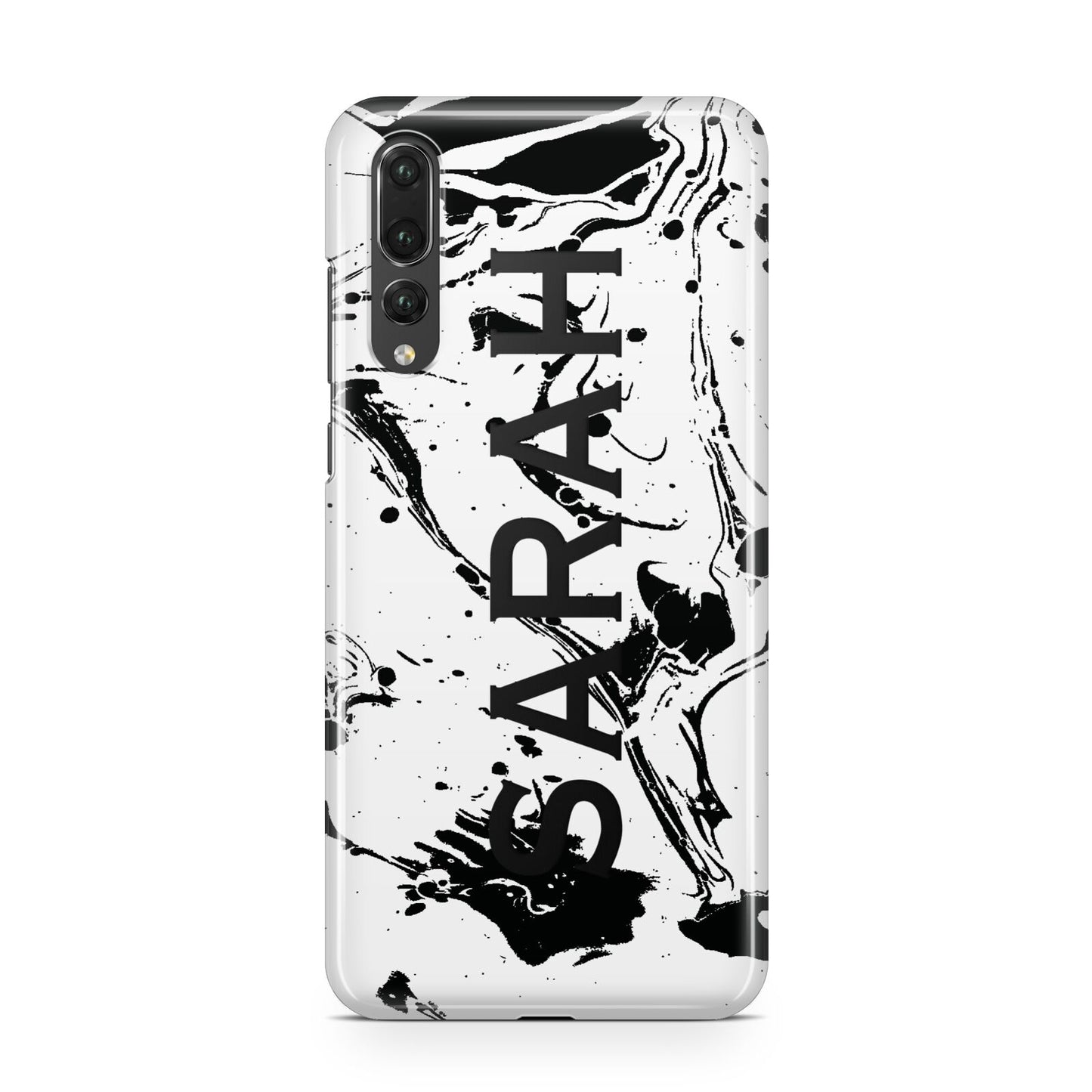 Personalised Clear Name Black Swirl Marble Custom Huawei P20 Pro Phone Case