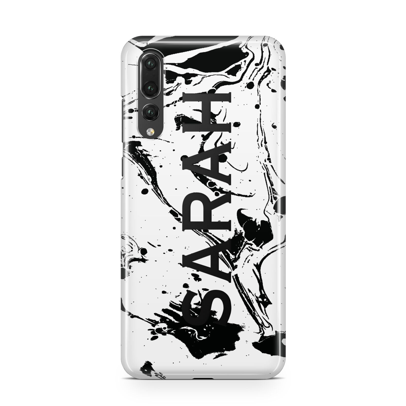 Personalised Clear Name Black Swirl Marble Custom Huawei P20 Pro Phone Case