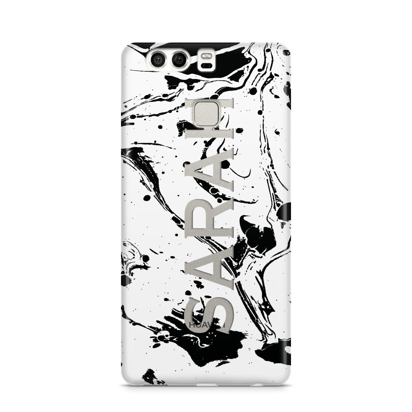 Personalised Clear Name Black Swirl Marble Custom Huawei P9 Case