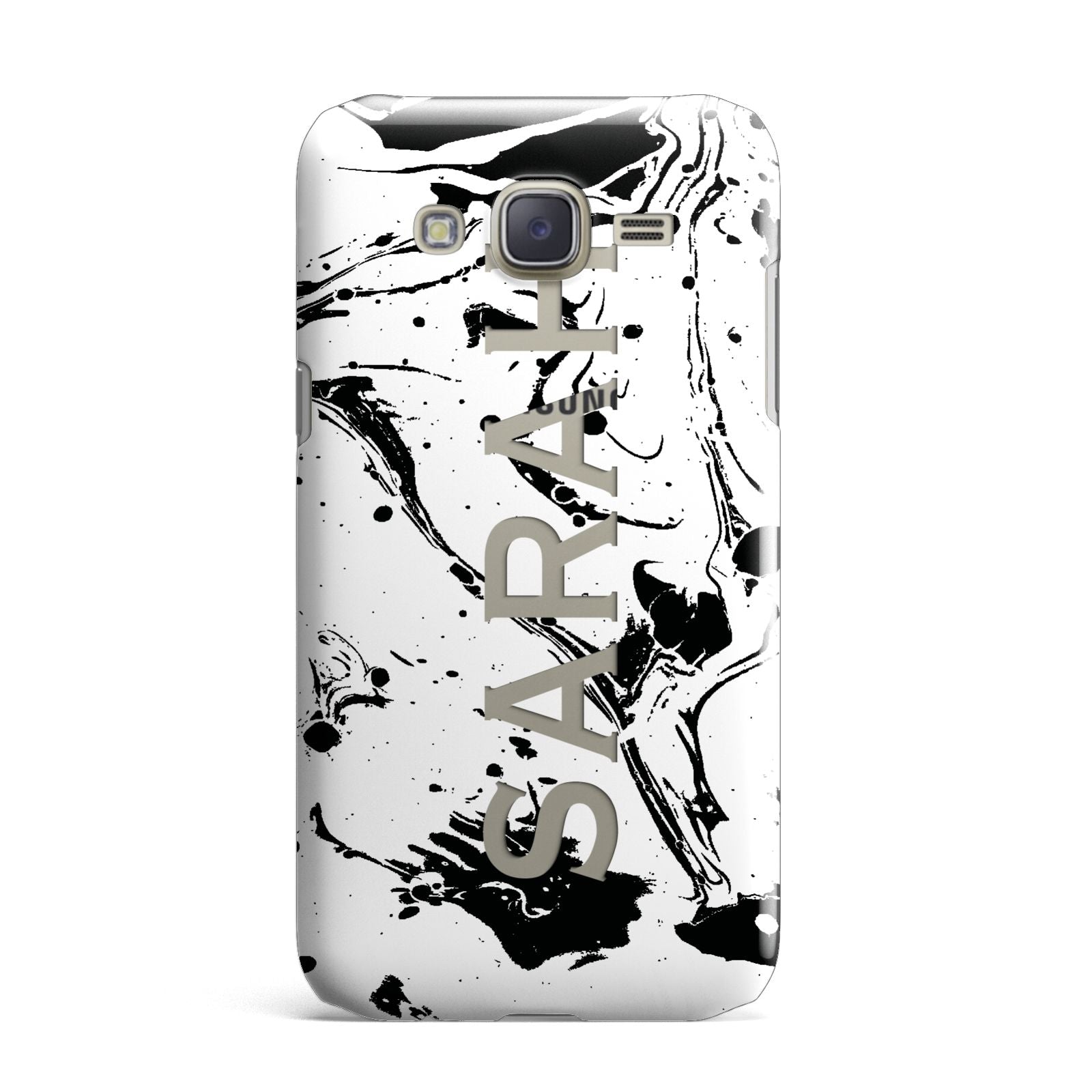 Personalised Clear Name Black Swirl Marble Custom Samsung Galaxy J7 Case