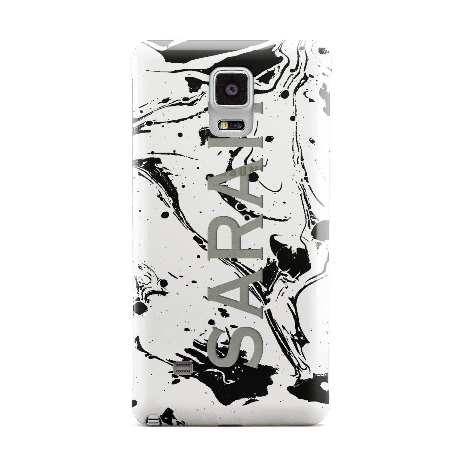 Personalised Clear Name Black Swirl Marble Custom Samsung Galaxy Note 4 Case