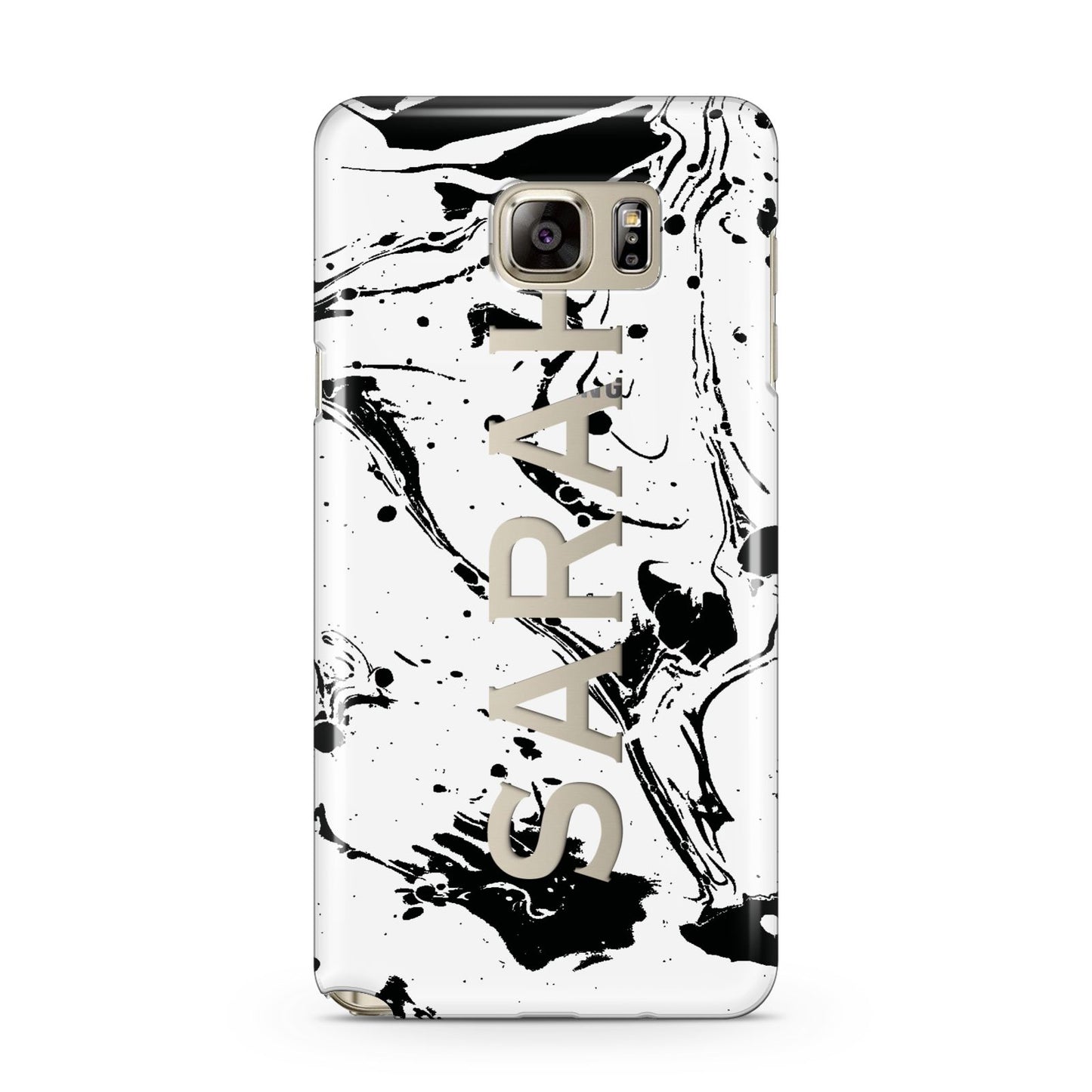 Personalised Clear Name Black Swirl Marble Custom Samsung Galaxy Note 5 Case