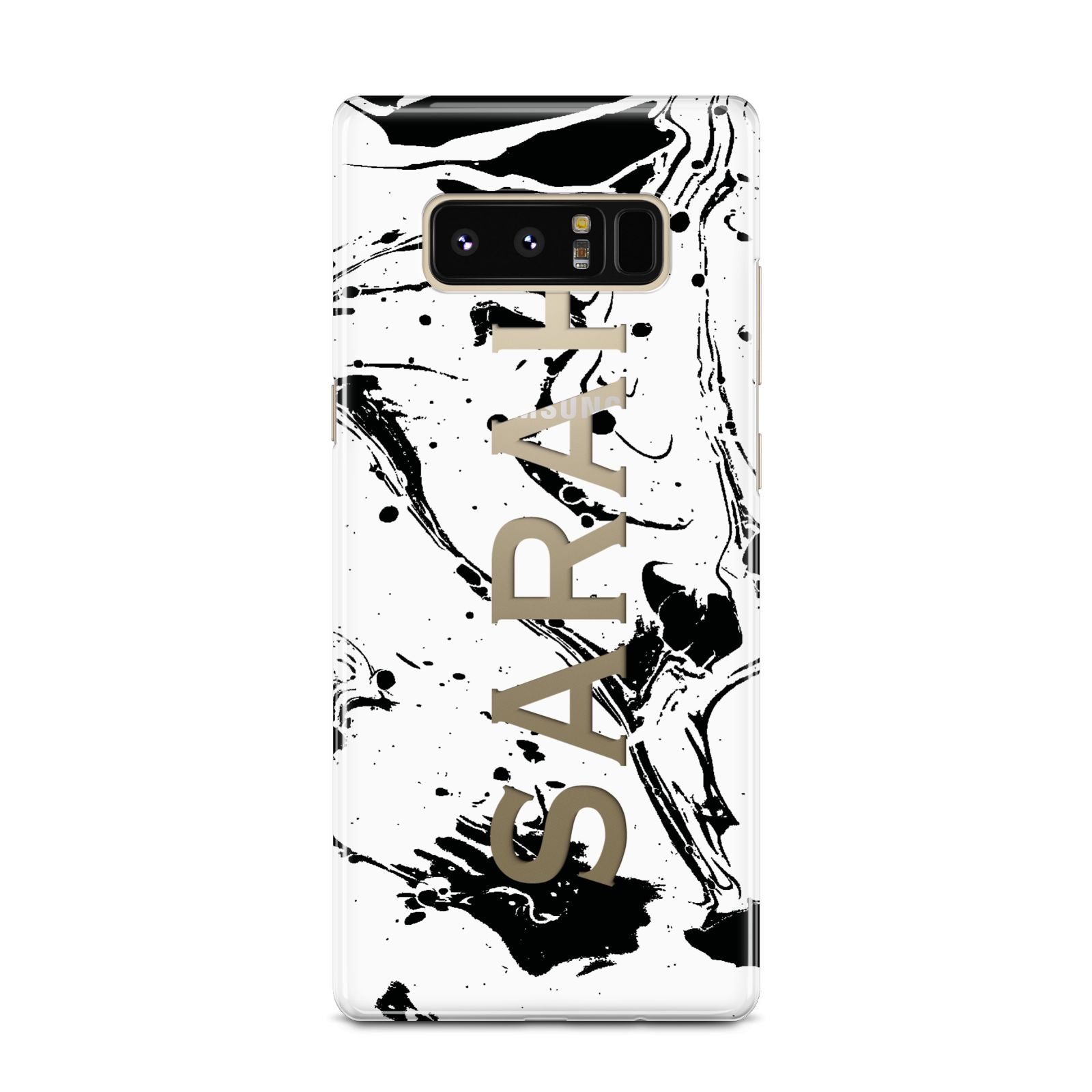 Personalised Clear Name Black Swirl Marble Custom Samsung Galaxy Note 8 Case