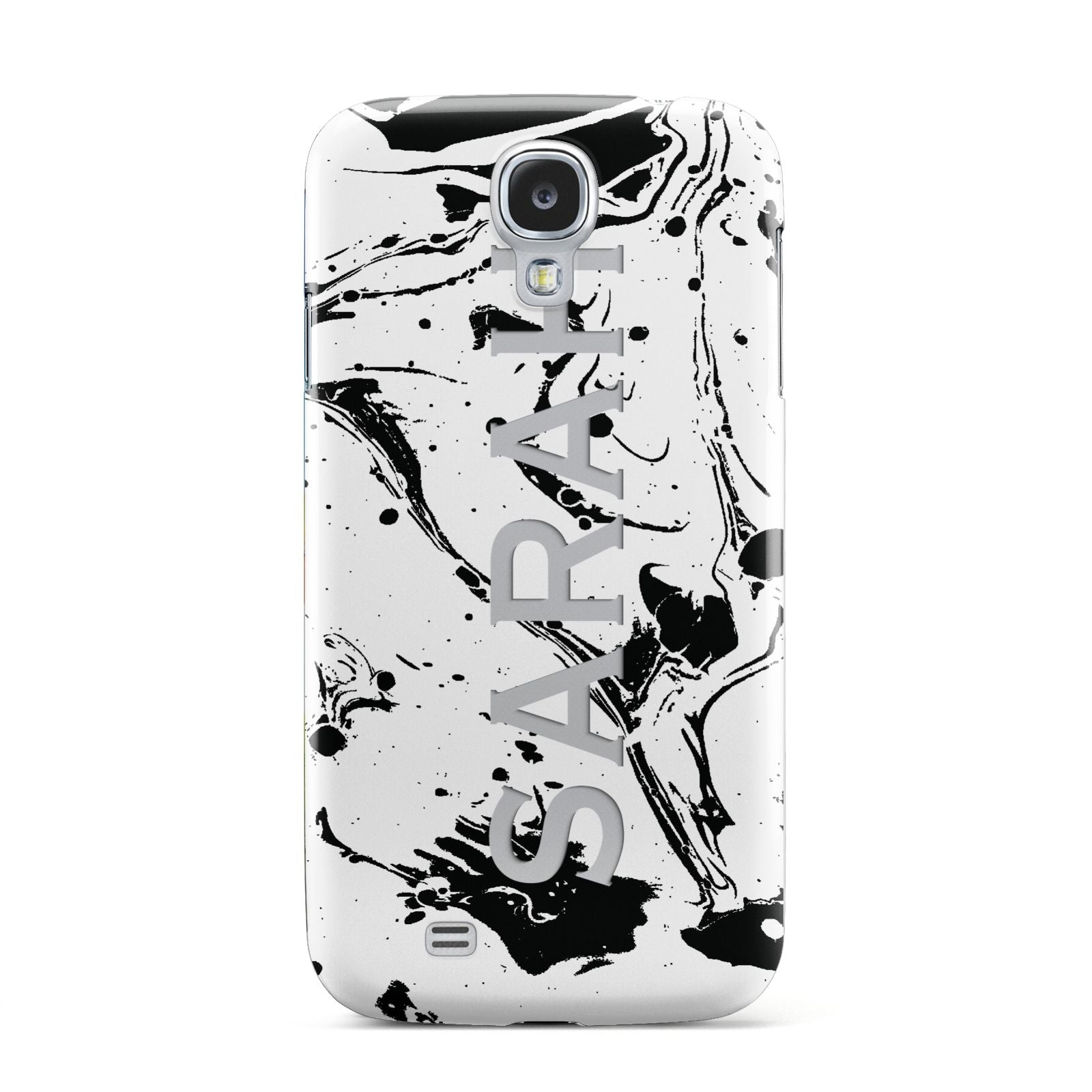 Personalised Clear Name Black Swirl Marble Custom Samsung Galaxy S4 Case