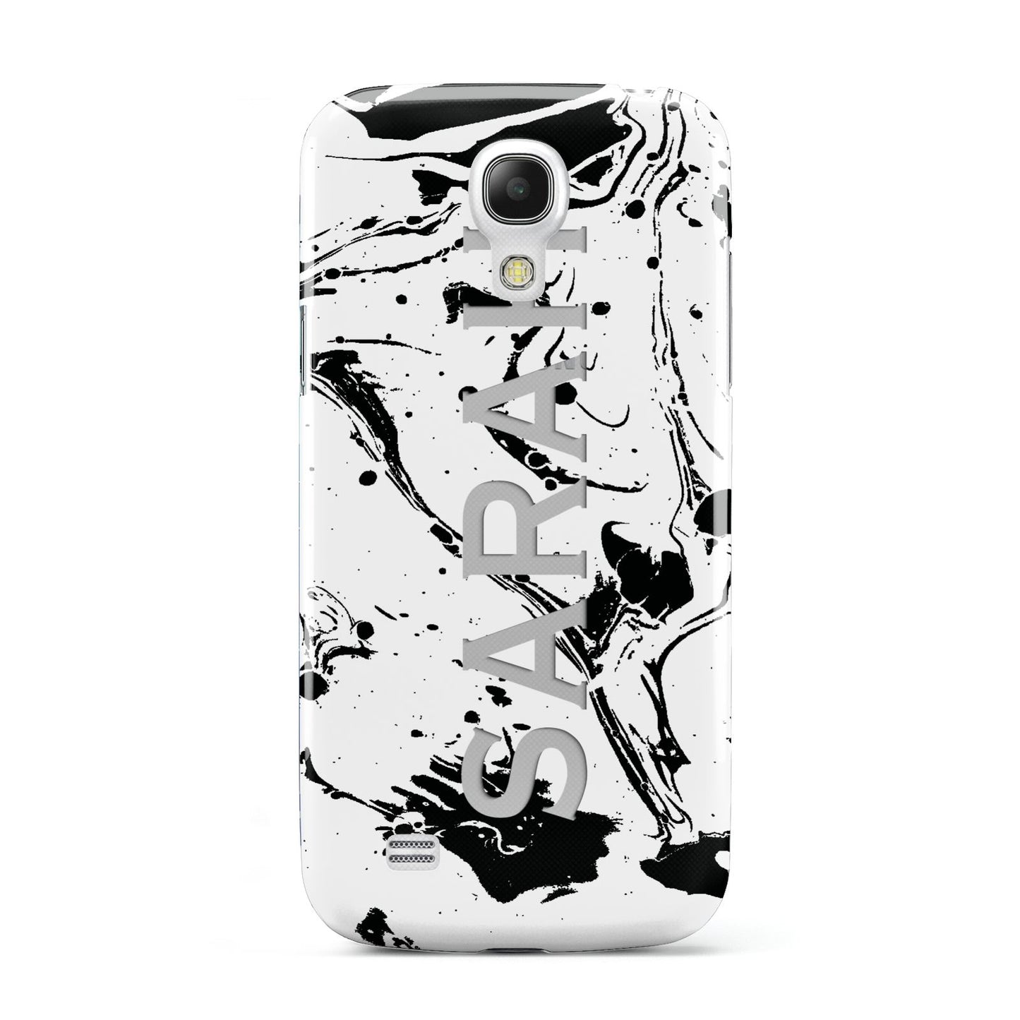 Personalised Clear Name Black Swirl Marble Custom Samsung Galaxy S4 Mini Case