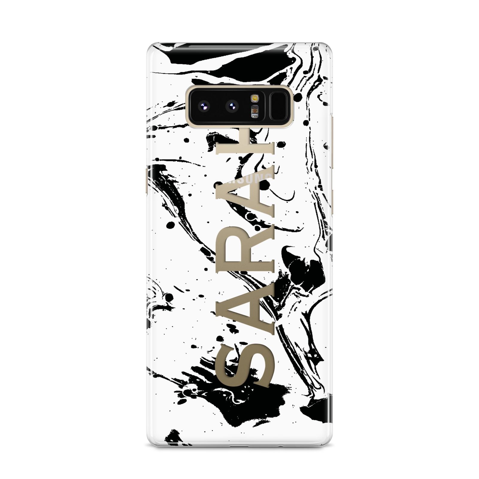 Personalised Clear Name Black Swirl Marble Custom Samsung Galaxy S8 Case