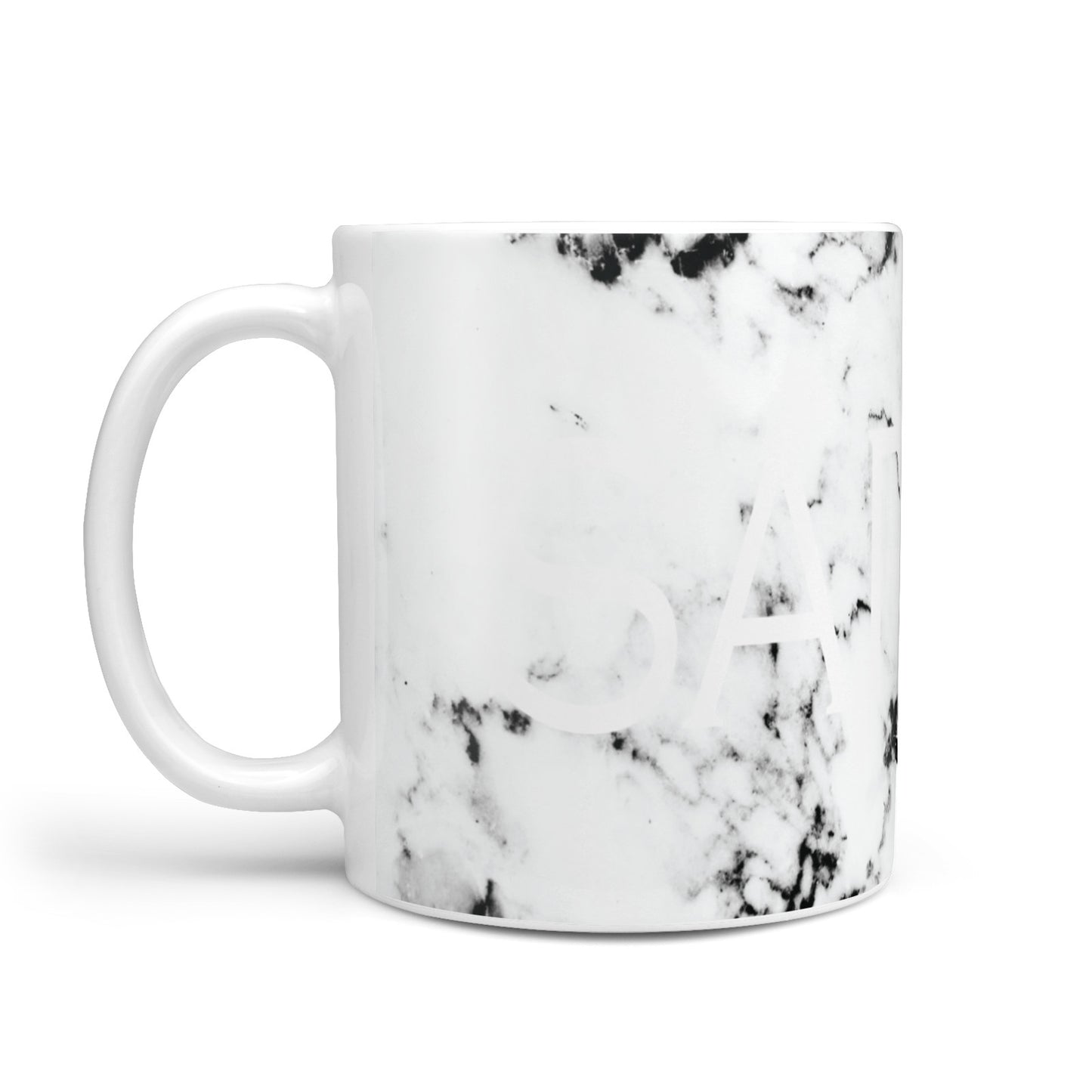 Personalised Clear Name Black White Marble Custom 10oz Mug Alternative Image 1