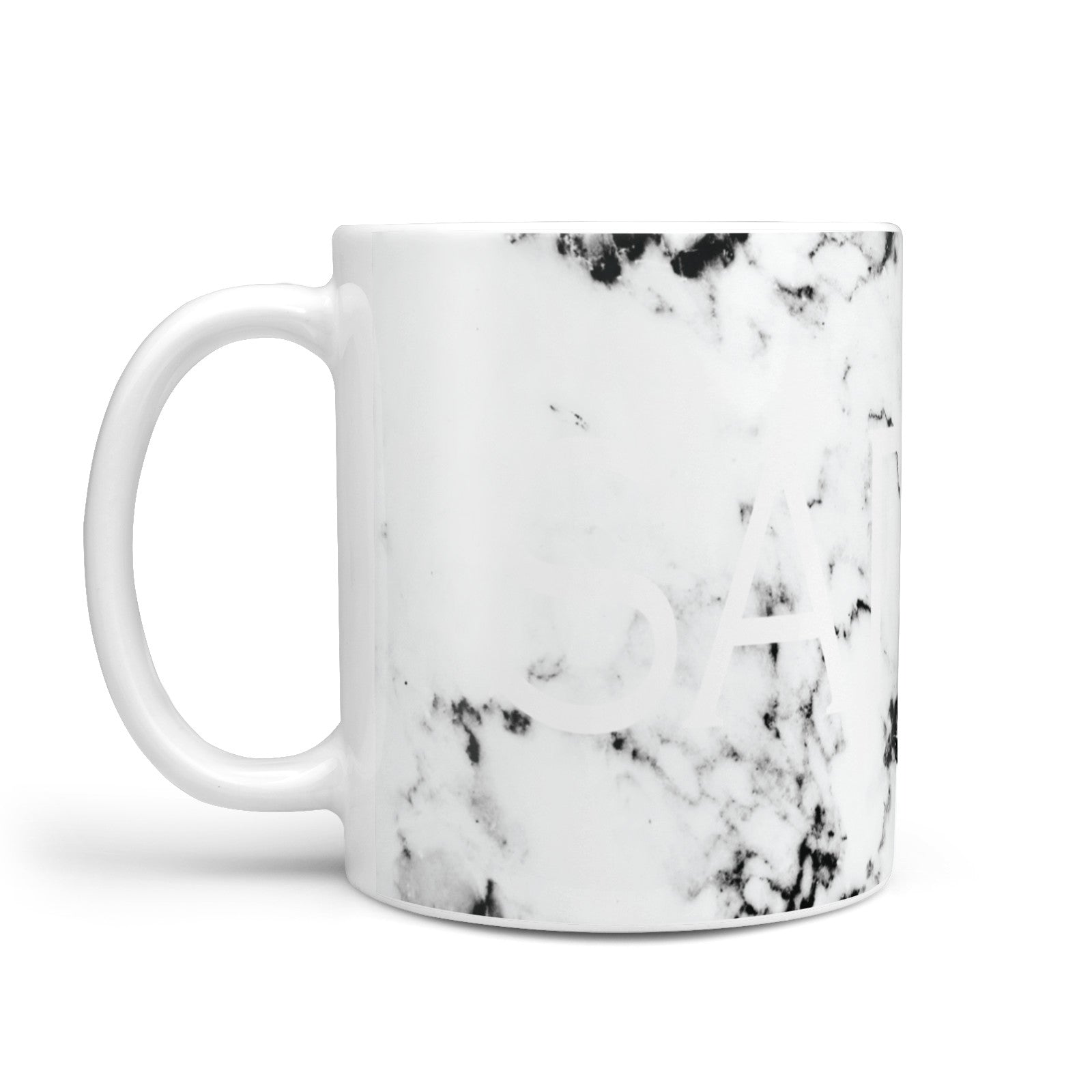 Personalised Clear Name Black White Marble Custom 10oz Mug Alternative Image 1
