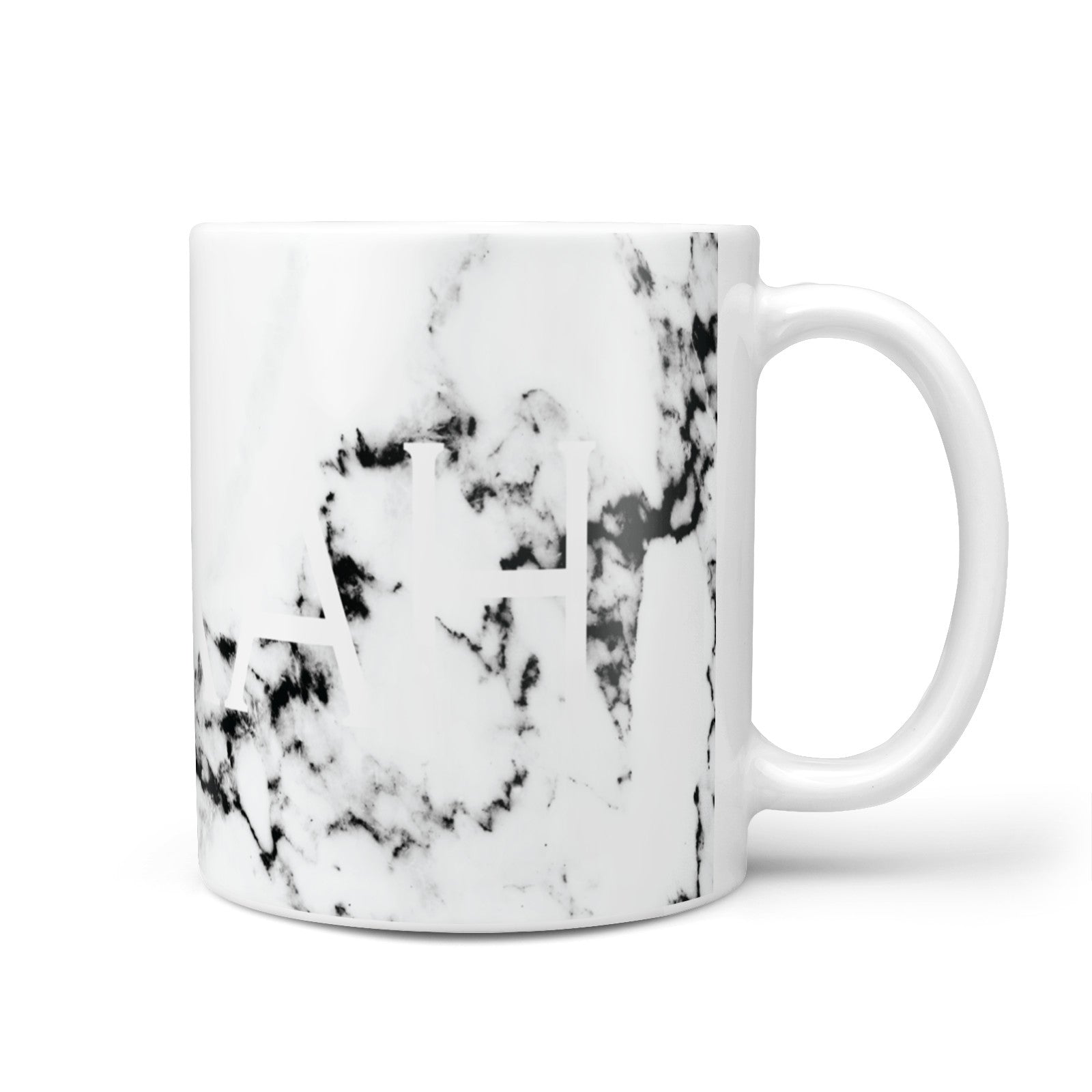 Personalised Clear Name Black White Marble Custom 10oz Mug