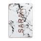 Personalised Clear Name Black White Marble Custom Apple iPad Rose Gold Case