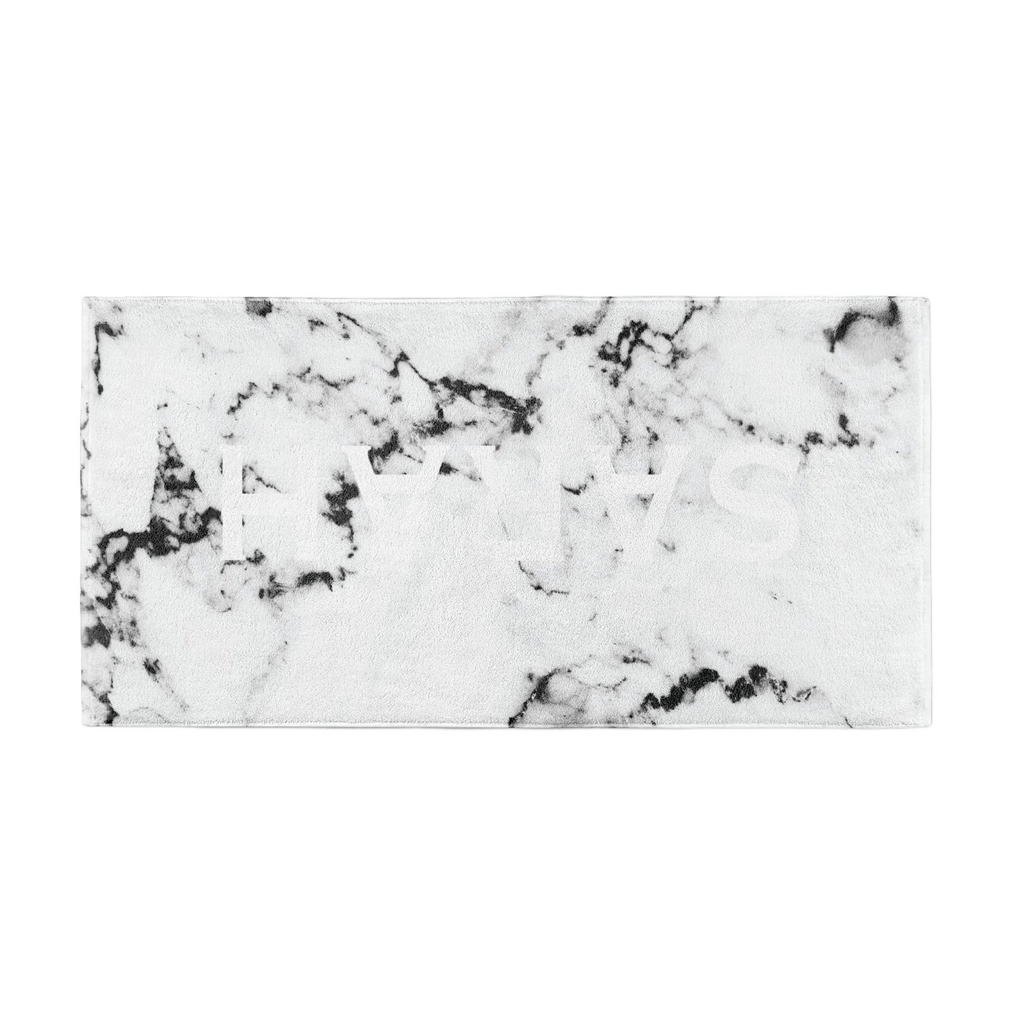 Personalised Clear Name Black White Marble Custom Beach Towel Alternative Image
