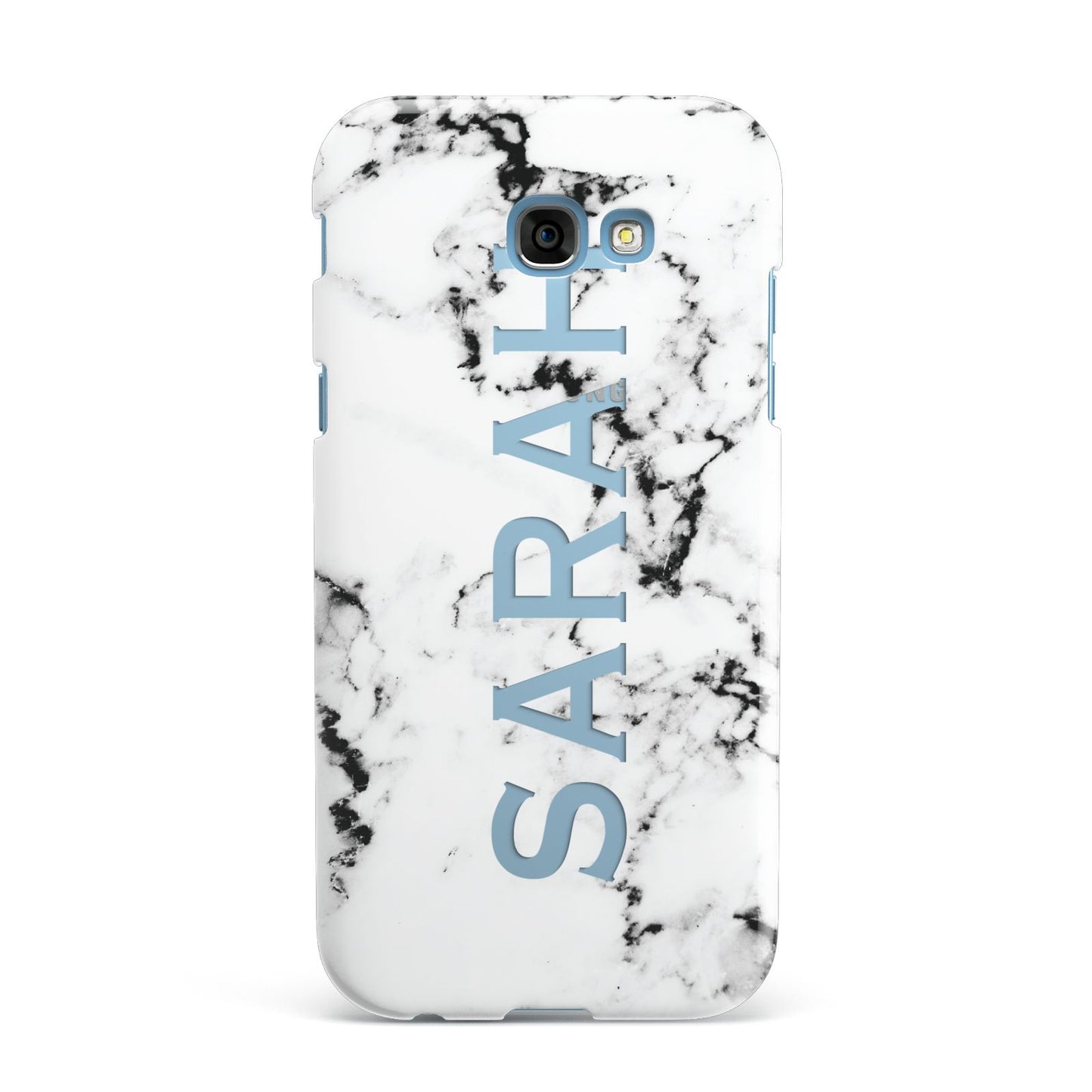 Personalised Clear Name Black White Marble Custom Samsung Galaxy A7 2017 Case