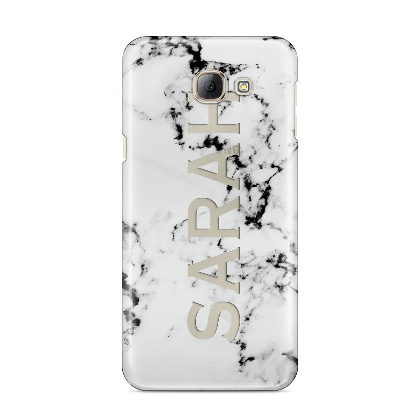 Personalised Clear Name Black White Marble Custom Samsung Galaxy A8 2016 Case
