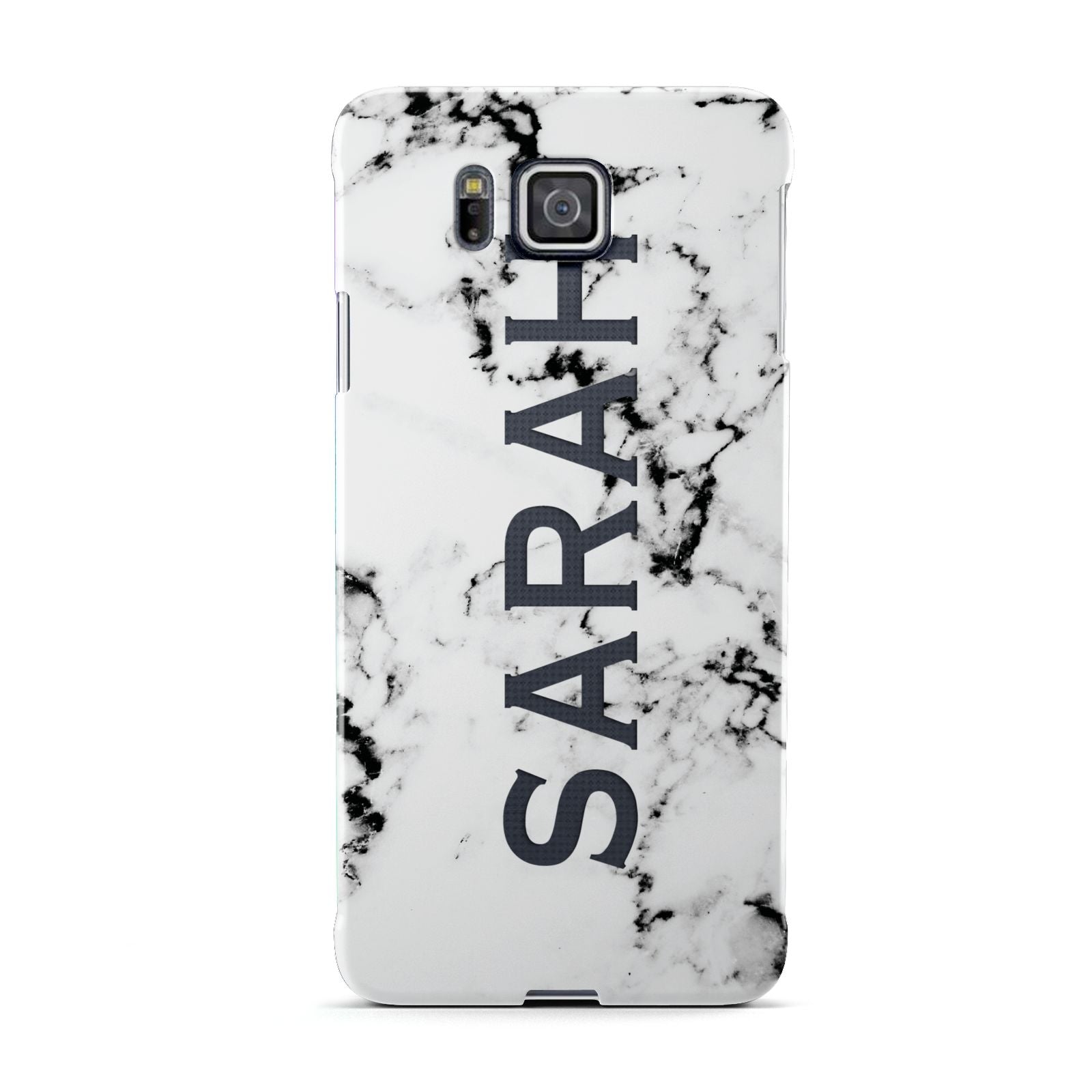Personalised Clear Name Black White Marble Custom Samsung Galaxy Alpha Case