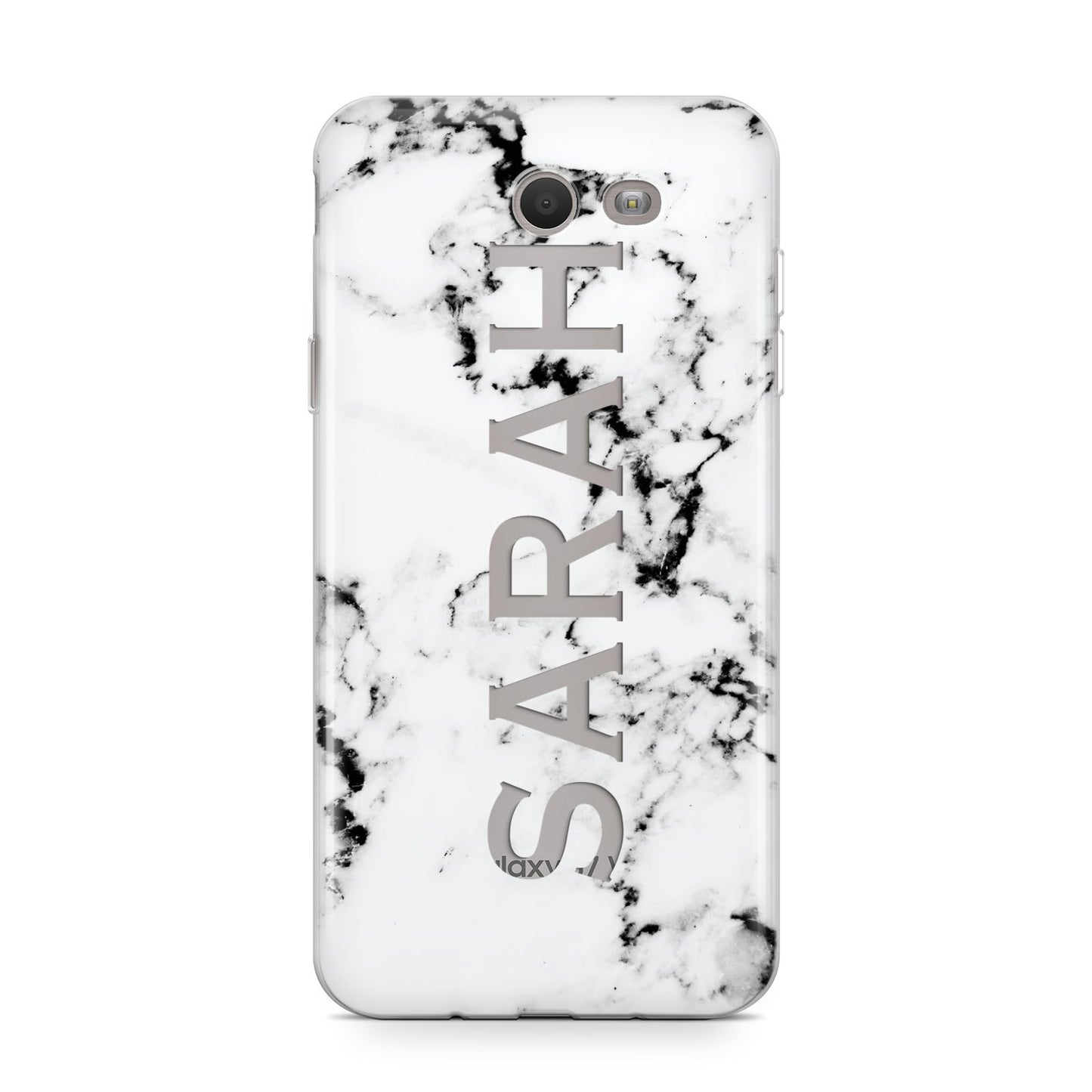 Personalised Clear Name Black White Marble Custom Samsung Galaxy J7 2017 Case