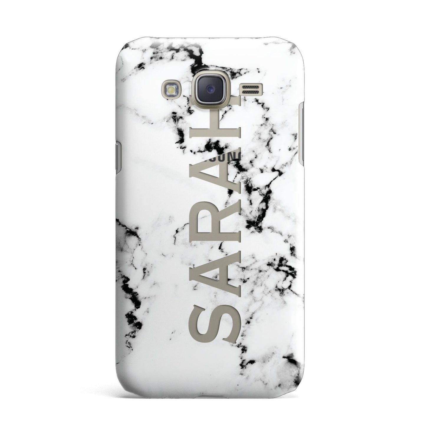 Personalised Clear Name Black White Marble Custom Samsung Galaxy J7 Case