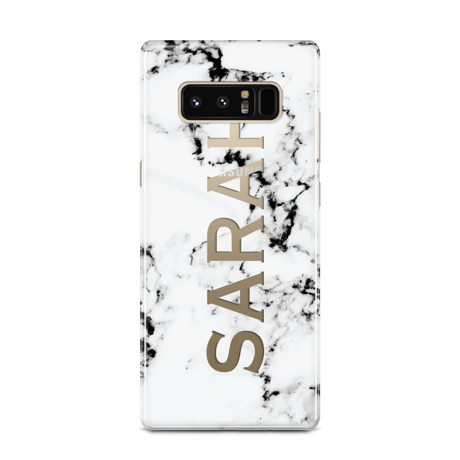 Personalised Clear Name Black White Marble Custom Samsung Galaxy Note 8 Case