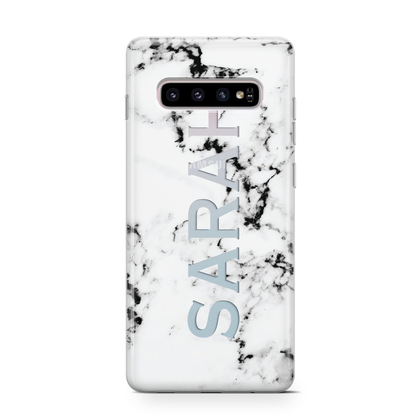 Personalised Clear Name Black White Marble Custom Samsung Galaxy S10 Case