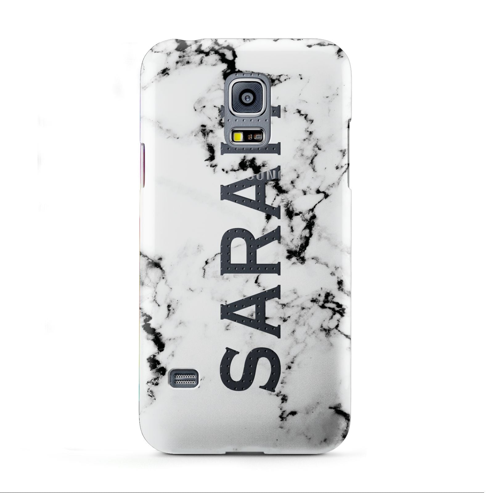 Personalised Clear Name Black White Marble Custom Samsung Galaxy S5 Mini Case