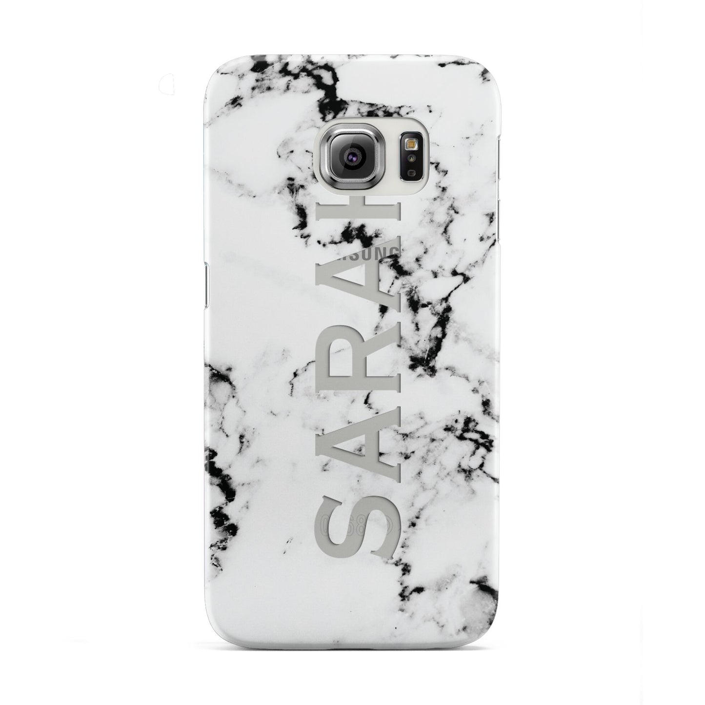 Personalised Clear Name Black White Marble Custom Samsung Galaxy S6 Edge Case